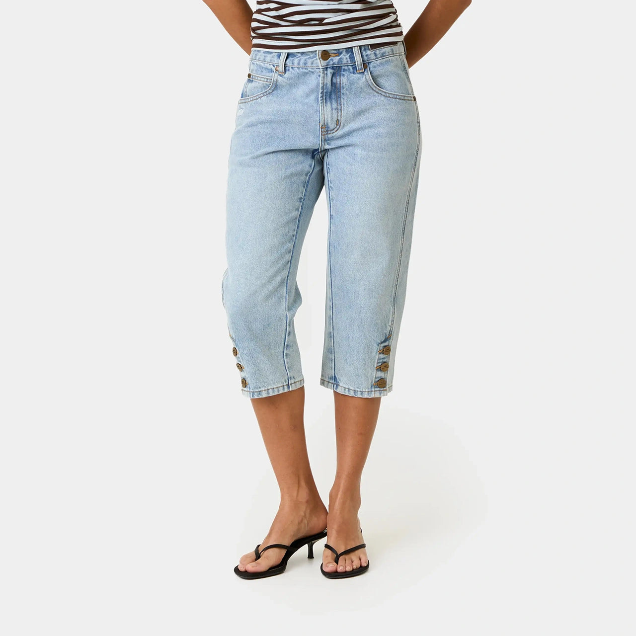 Vint Blue Denim Capri Pants Woman Pants Eme Studios