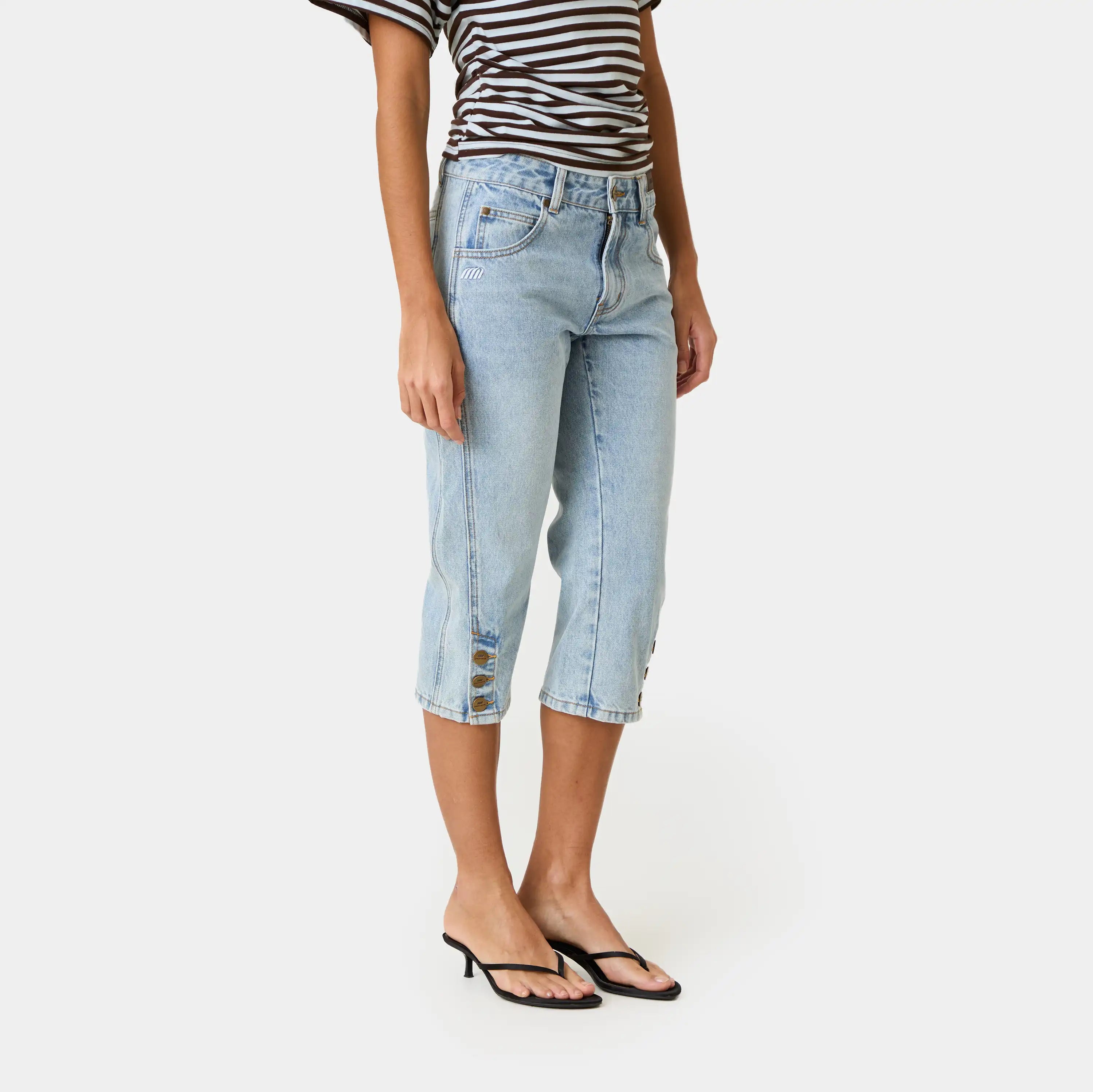 Vint Blue Denim Capri Pants Woman Pants Eme Studios