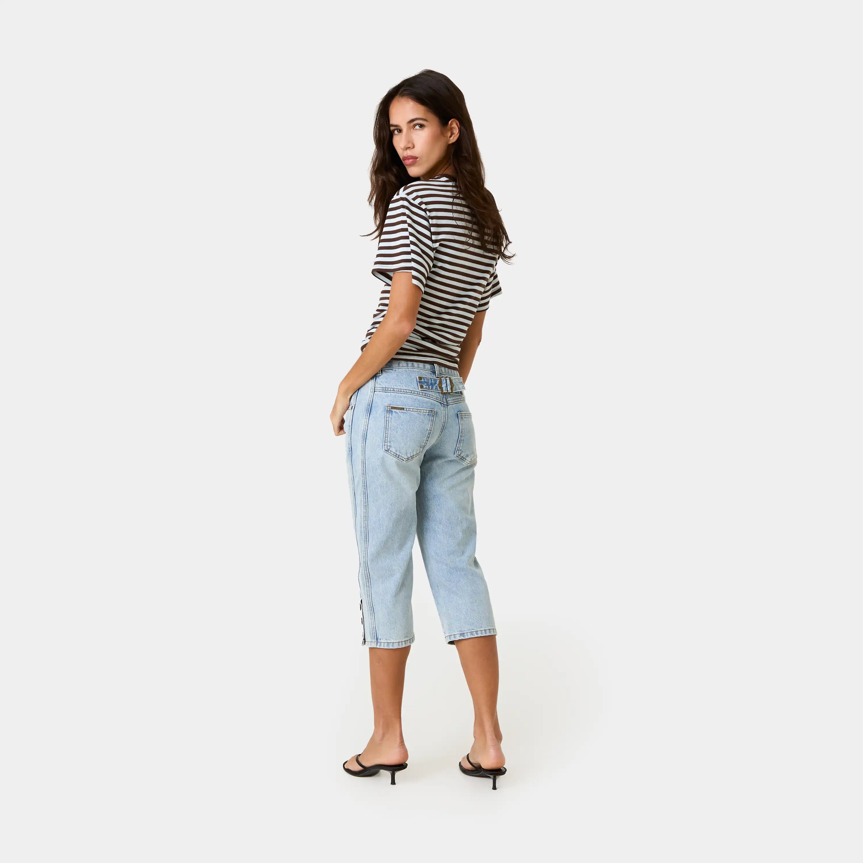 Vint Blue Denim Capri Pants Woman Pants Eme Studios