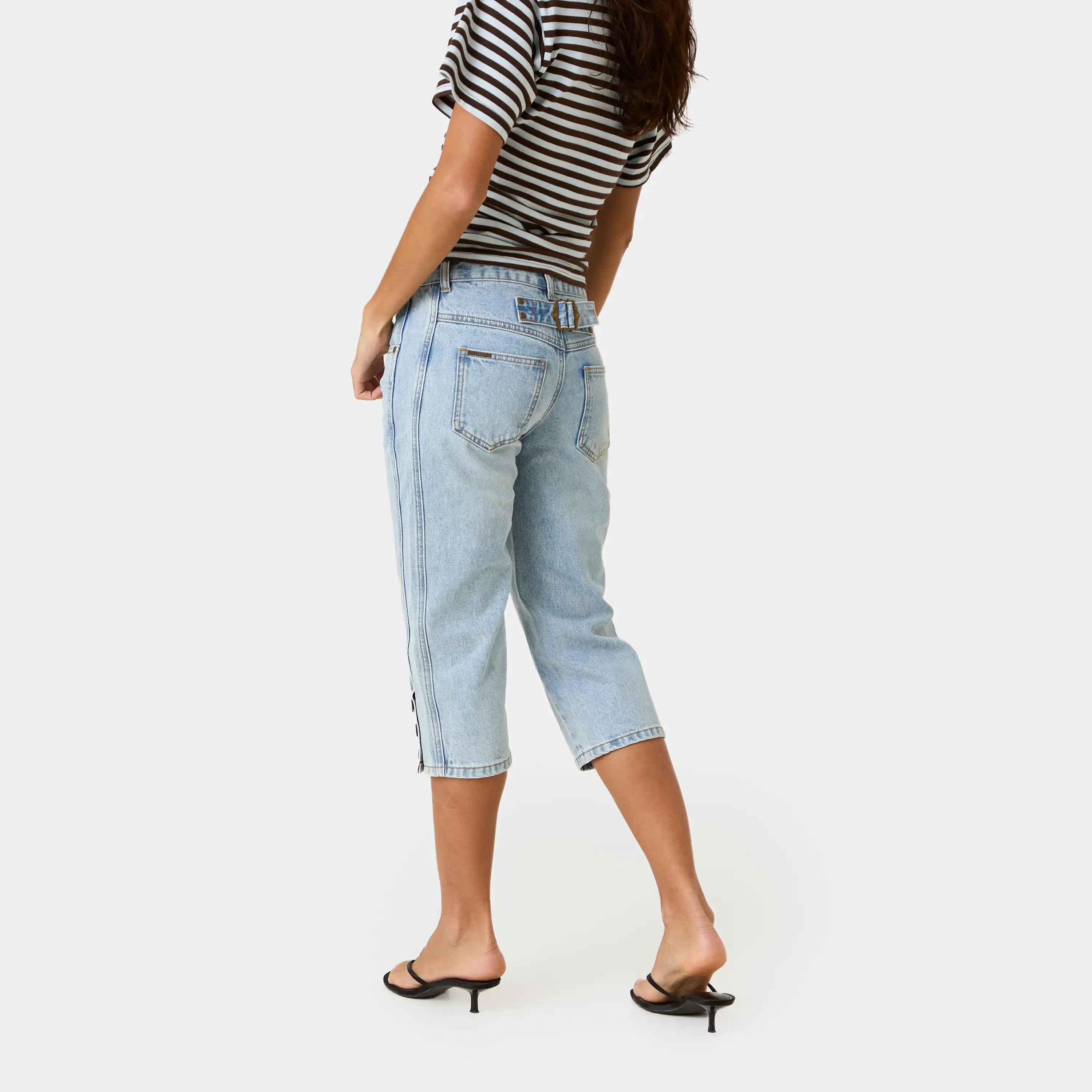 Vint Blue Denim Capri Pants Woman Pants Eme Studios