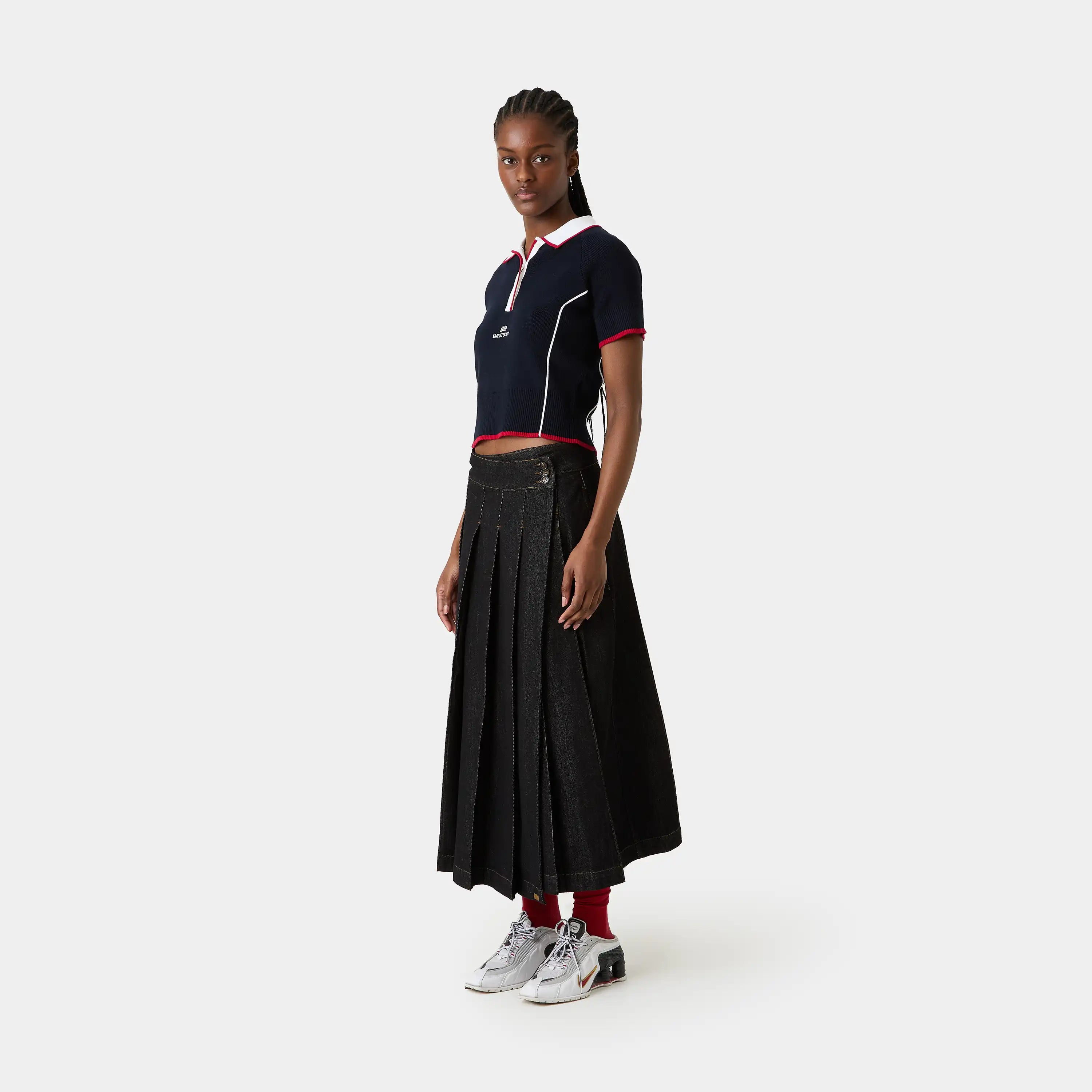 Fete Navy Knit Polo Woman Knitwear Eme Studios