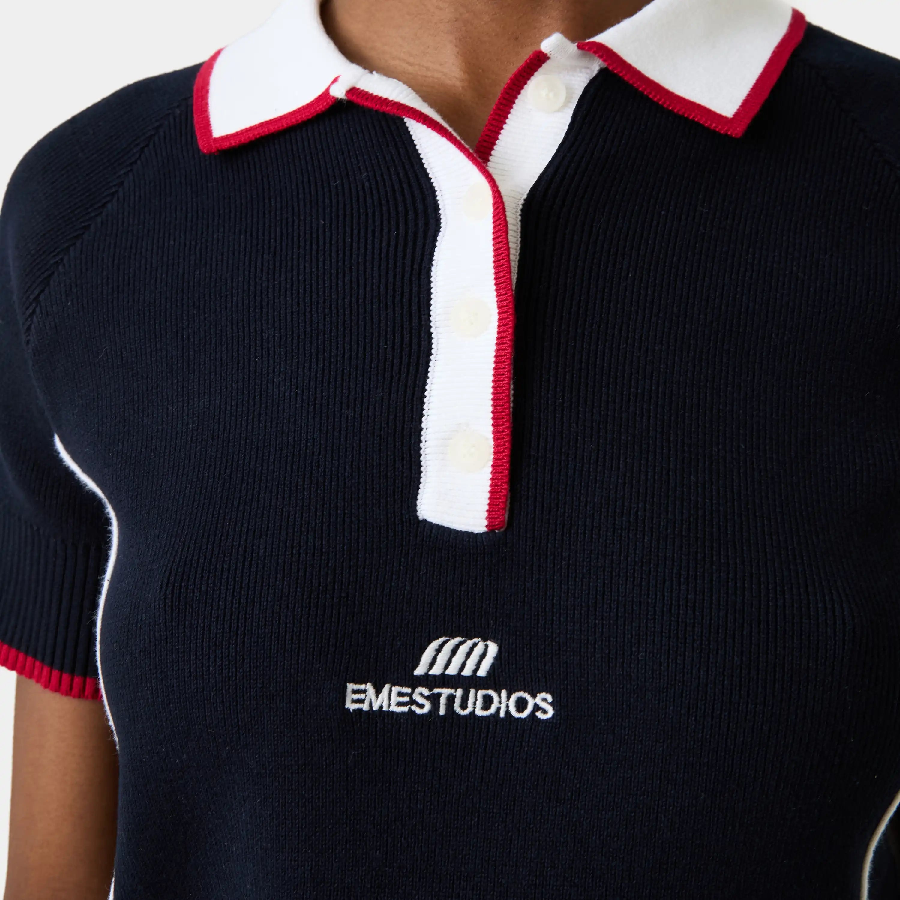 Fete Navy Knit Polo Woman Knitwear Eme Studios