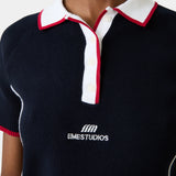 Fete Navy Knit Polo Woman Knitwear Eme Studios