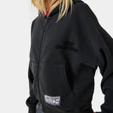 Waffle Navy Croped Boxy Full Zip Hoodies Eme Studios