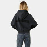 Waffle Navy Croped Boxy Full Zip Hoodies Eme Studios