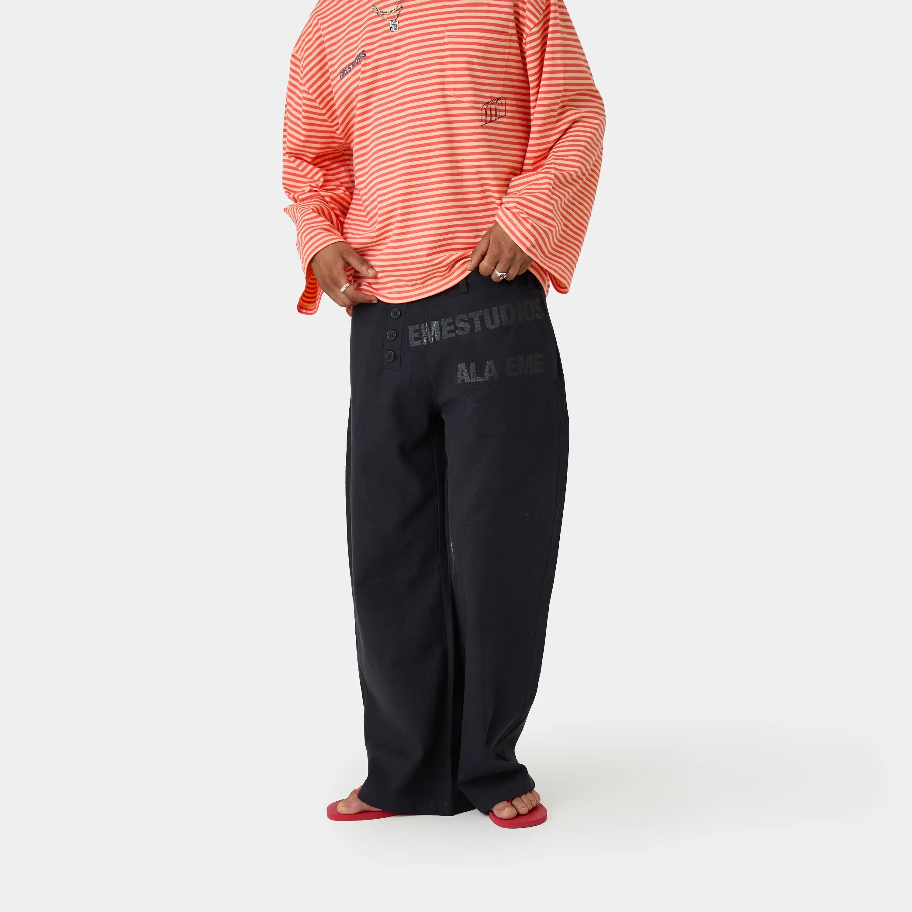 Mat Navy Balloon Linen Pants Pants Eme Studios