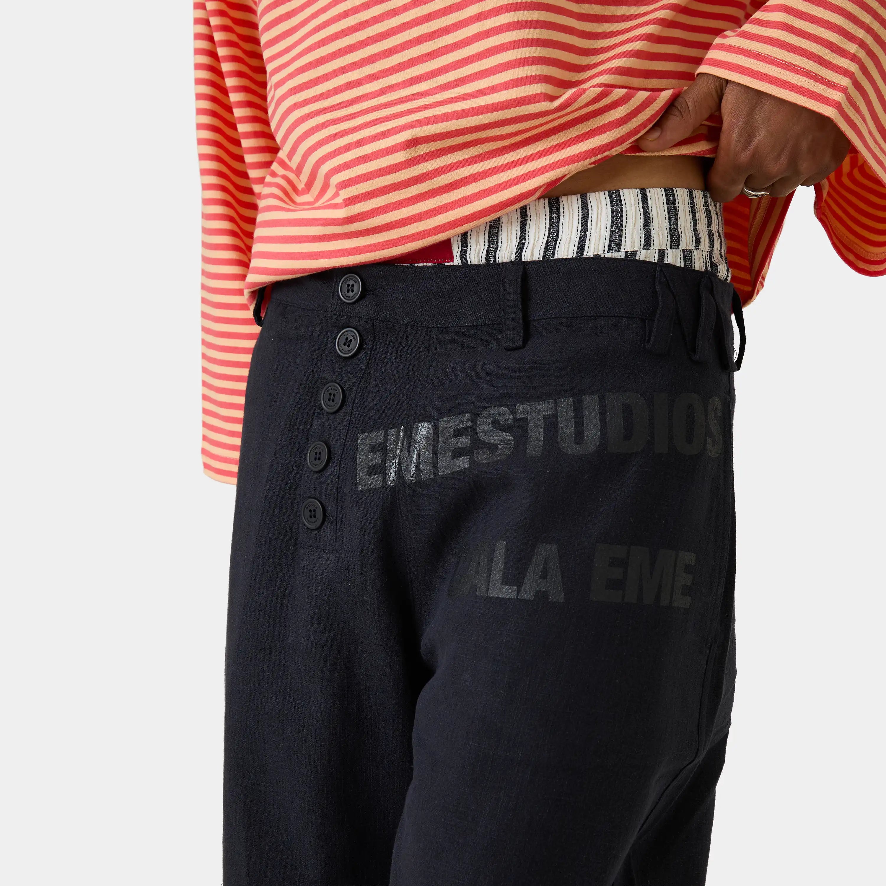 Mat Navy Balloon Linen Pants Pants Eme Studios