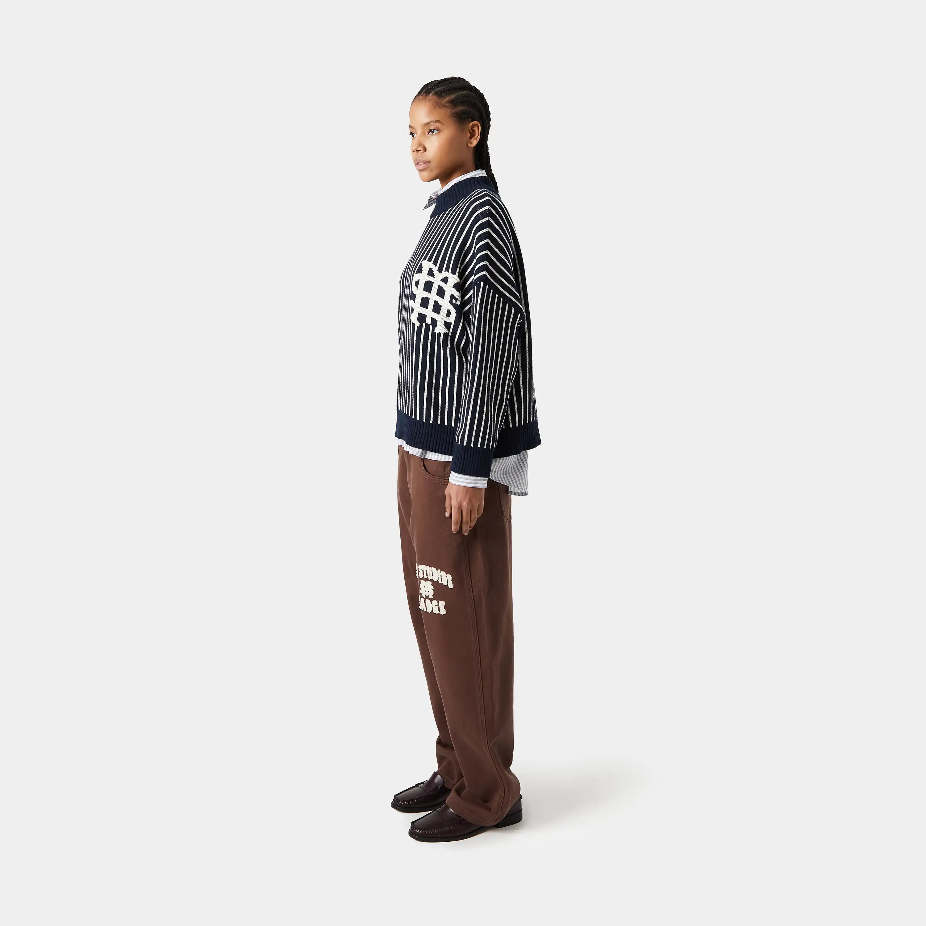 Badge Navy Stripes Knit Sweater Knitwear eme