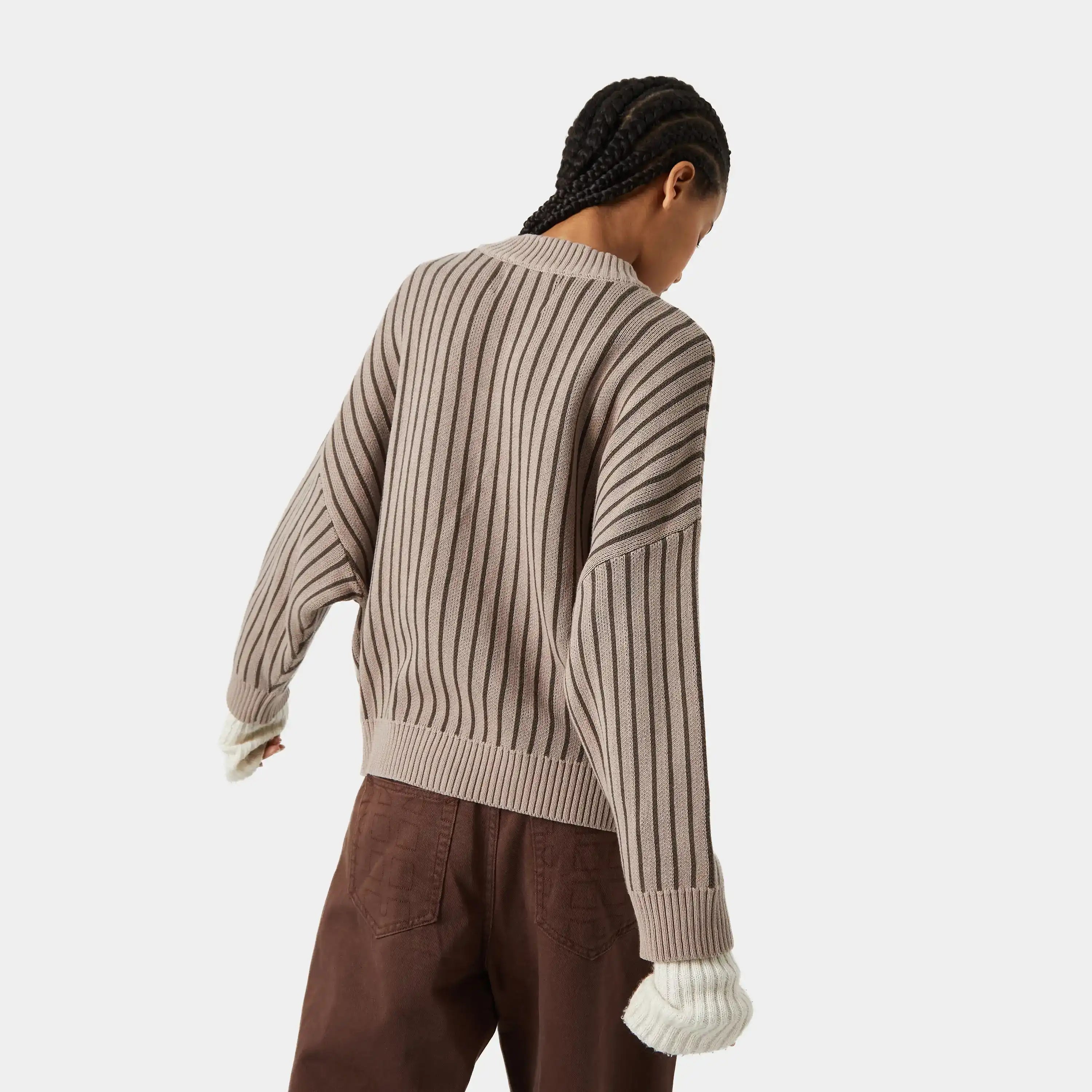Badge Muddy Brown Stripes Knit Sweater Knitwear eme