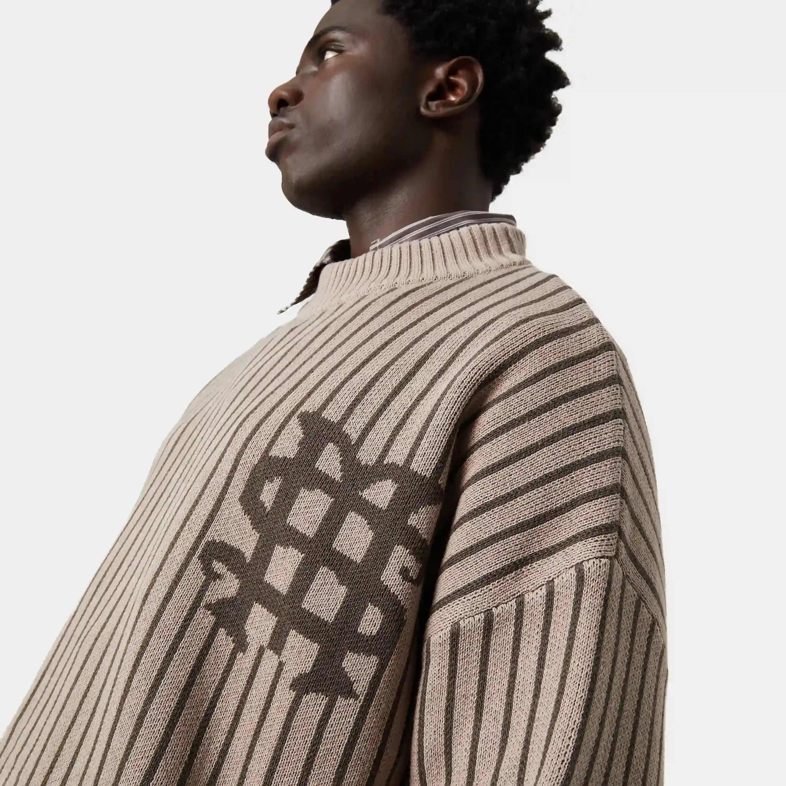 Badge Muddy Brown Stripes Knit Sweater Knitwear eme
