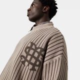 Badge Muddy Brown Stripes Knit Sweater Knitwear eme
