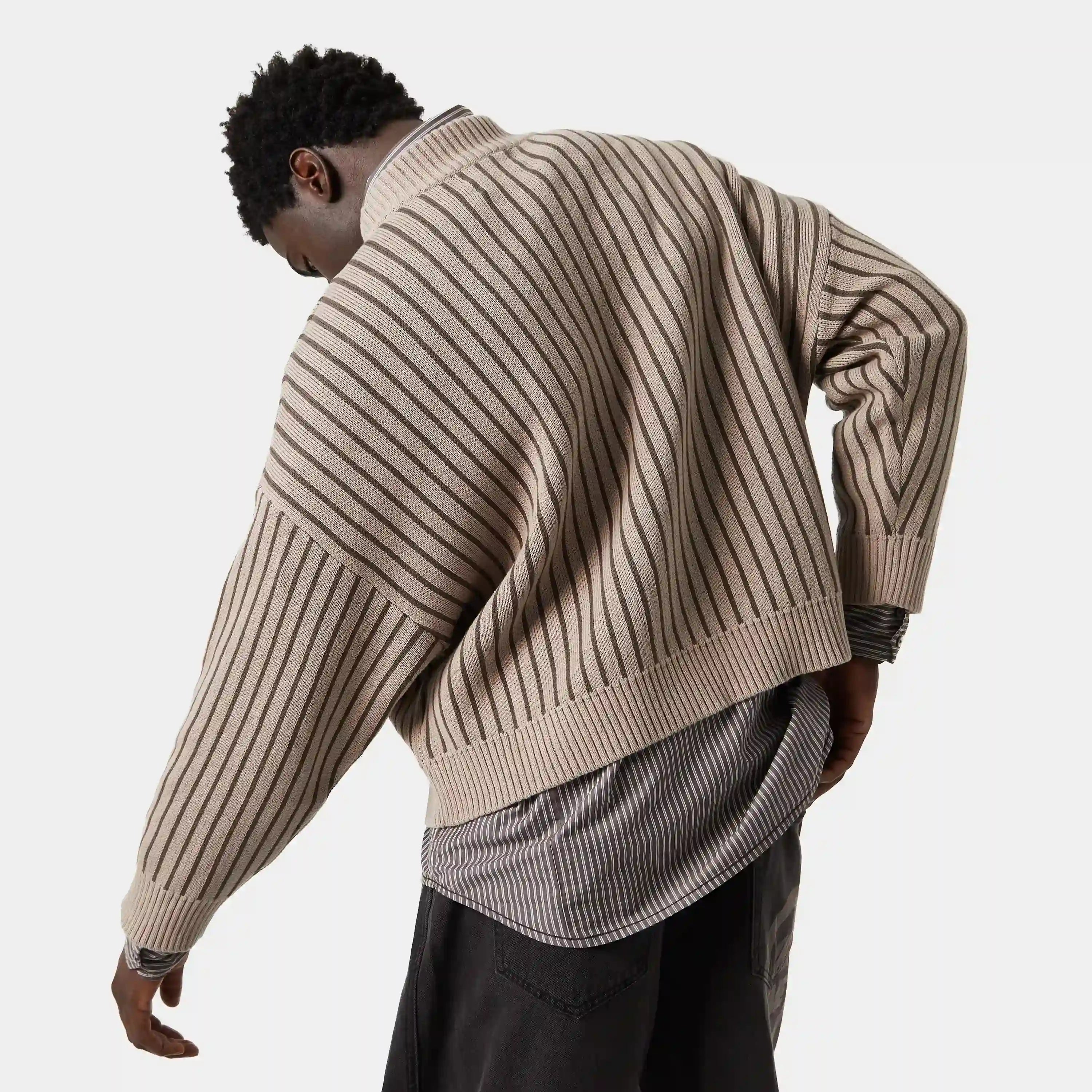 Badge Muddy Brown Stripes Knit Sweater Knitwear eme