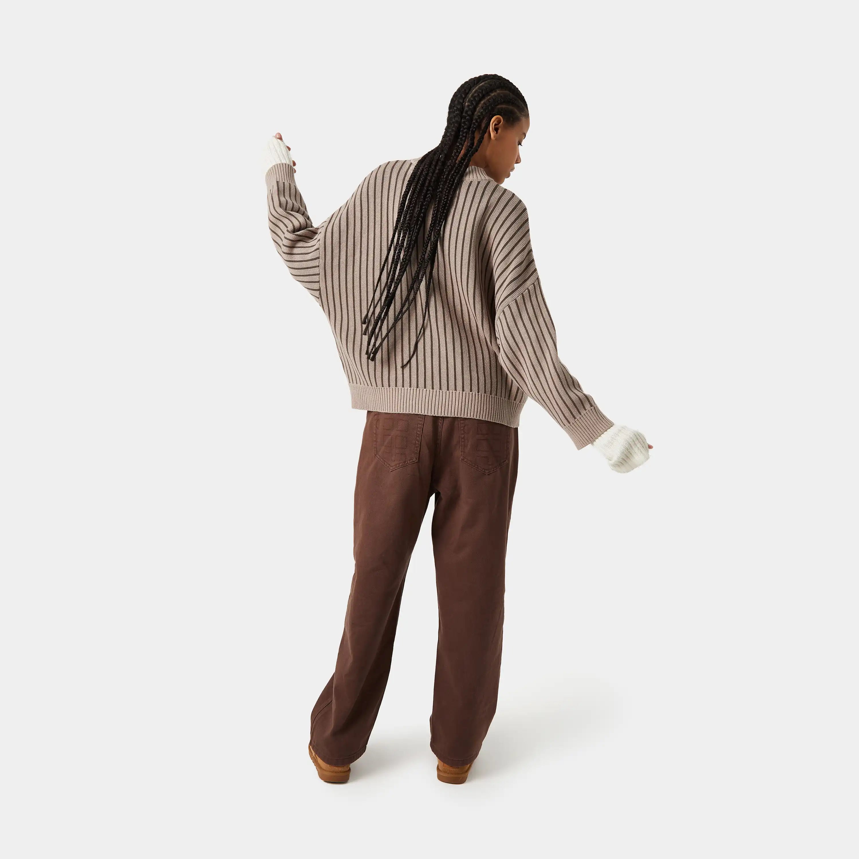 Badge Muddy Brown Stripes Knit Sweater Knitwear eme