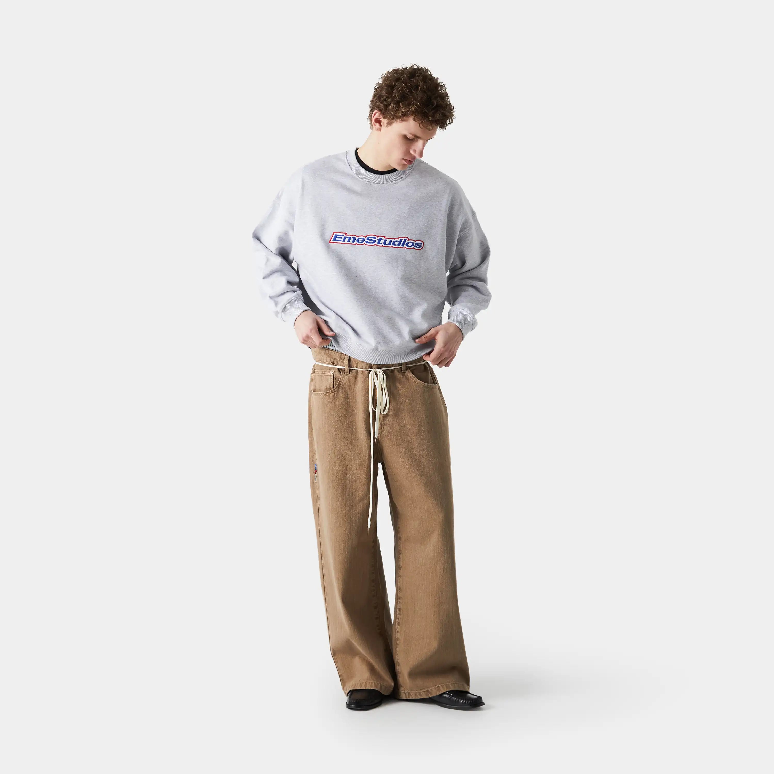 Box Heather Grey Oversized Crewneck Sweatshirts eme