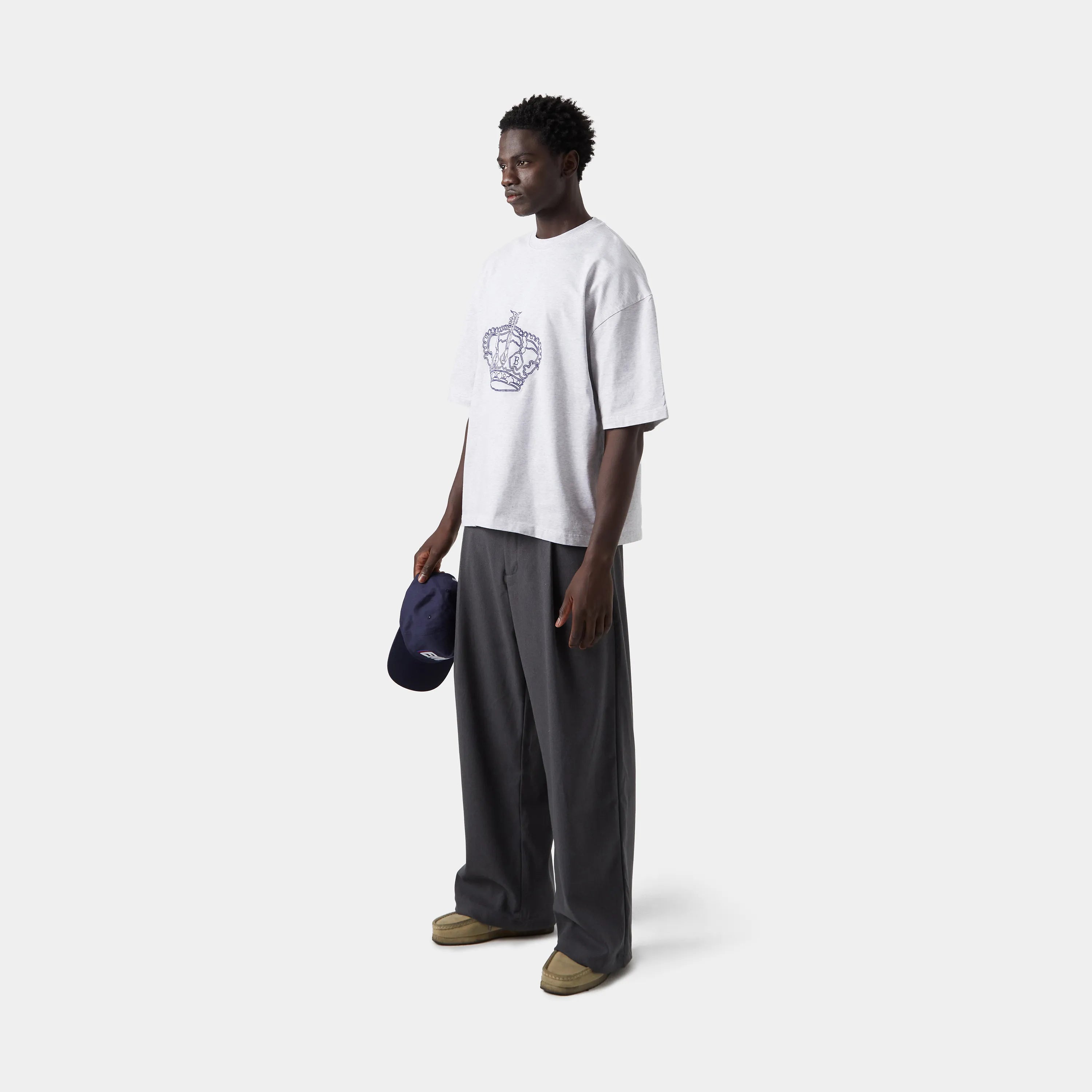 Crown Heather Grey Oversized Tee T-shirts eme