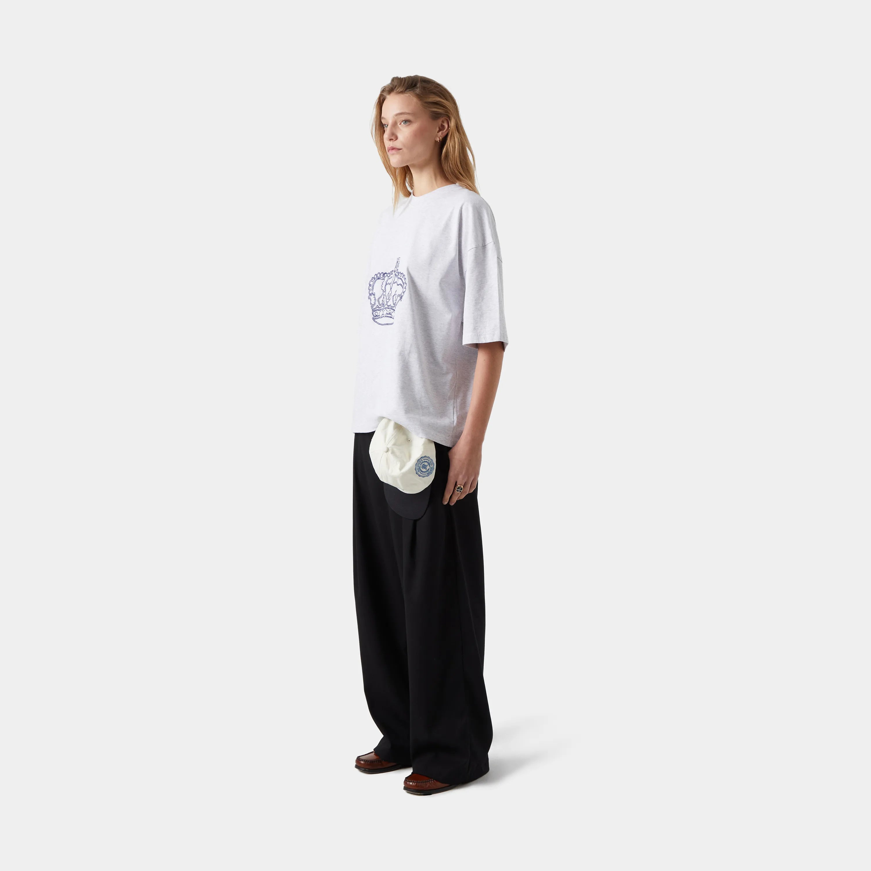 Crown Heather Grey Oversized Tee T-shirts eme