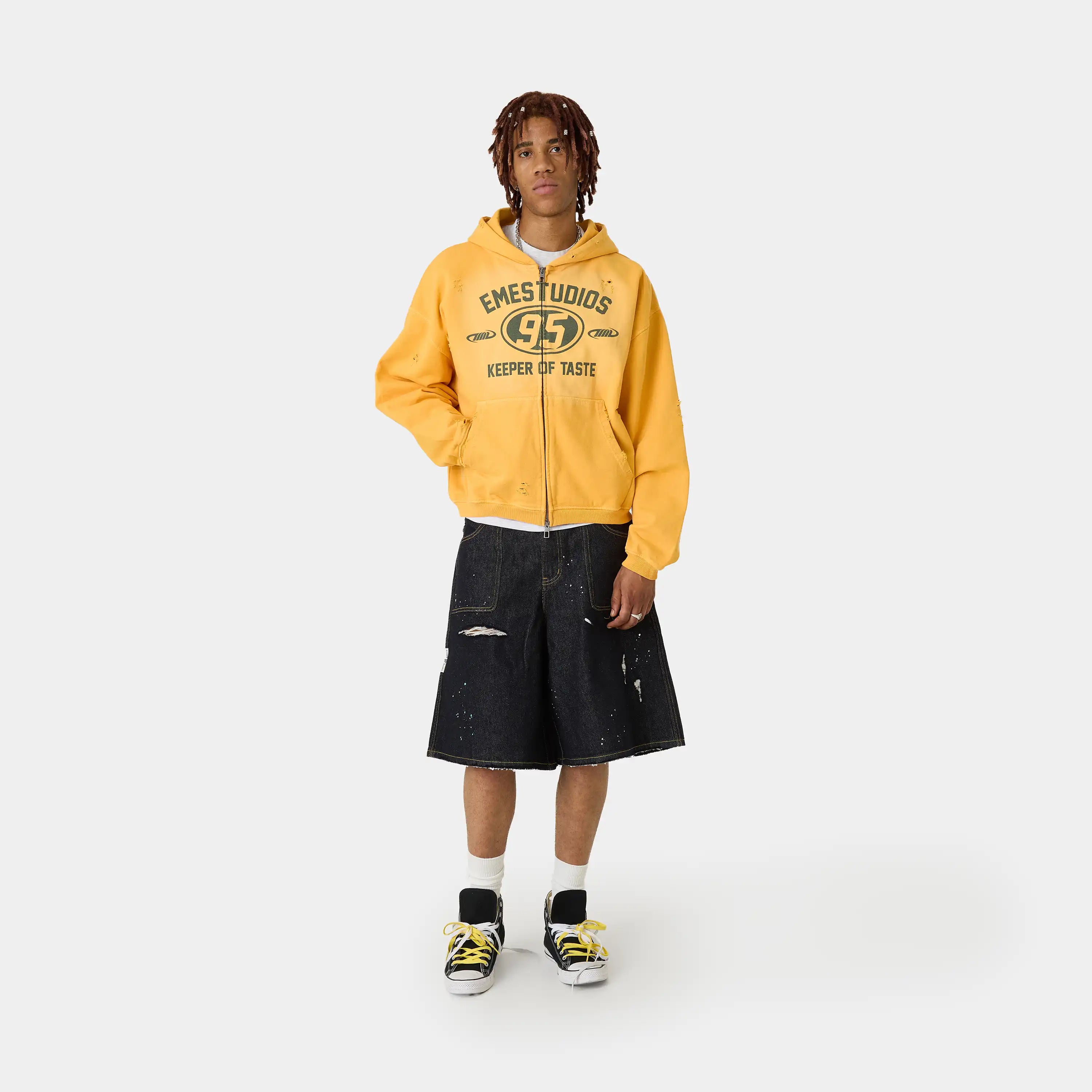 Keeper Mustard Cropped Boxy Full Zip Hoodies Eme Studios