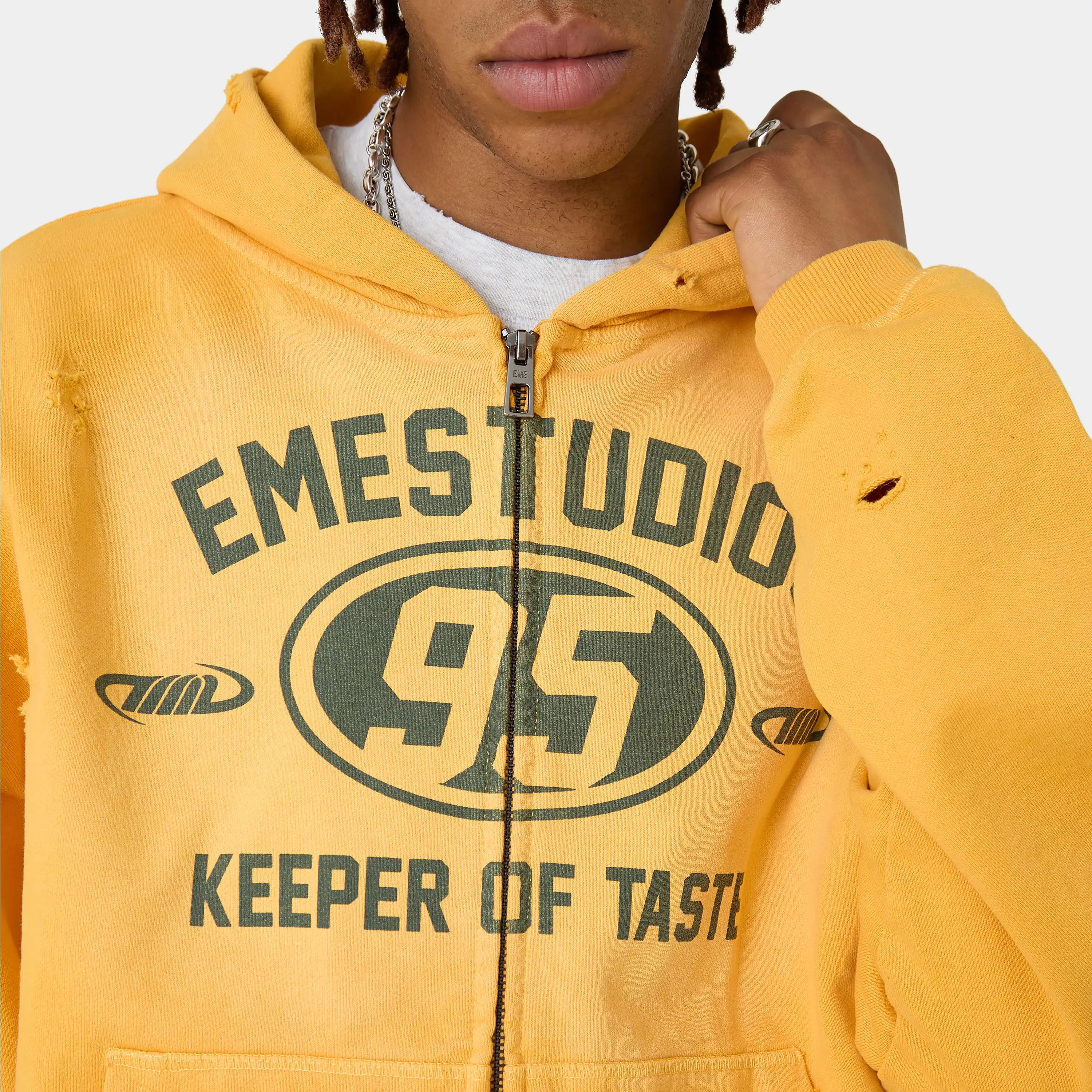 Keeper Mustard Cropped Boxy Full Zip Hoodies Eme Studios
