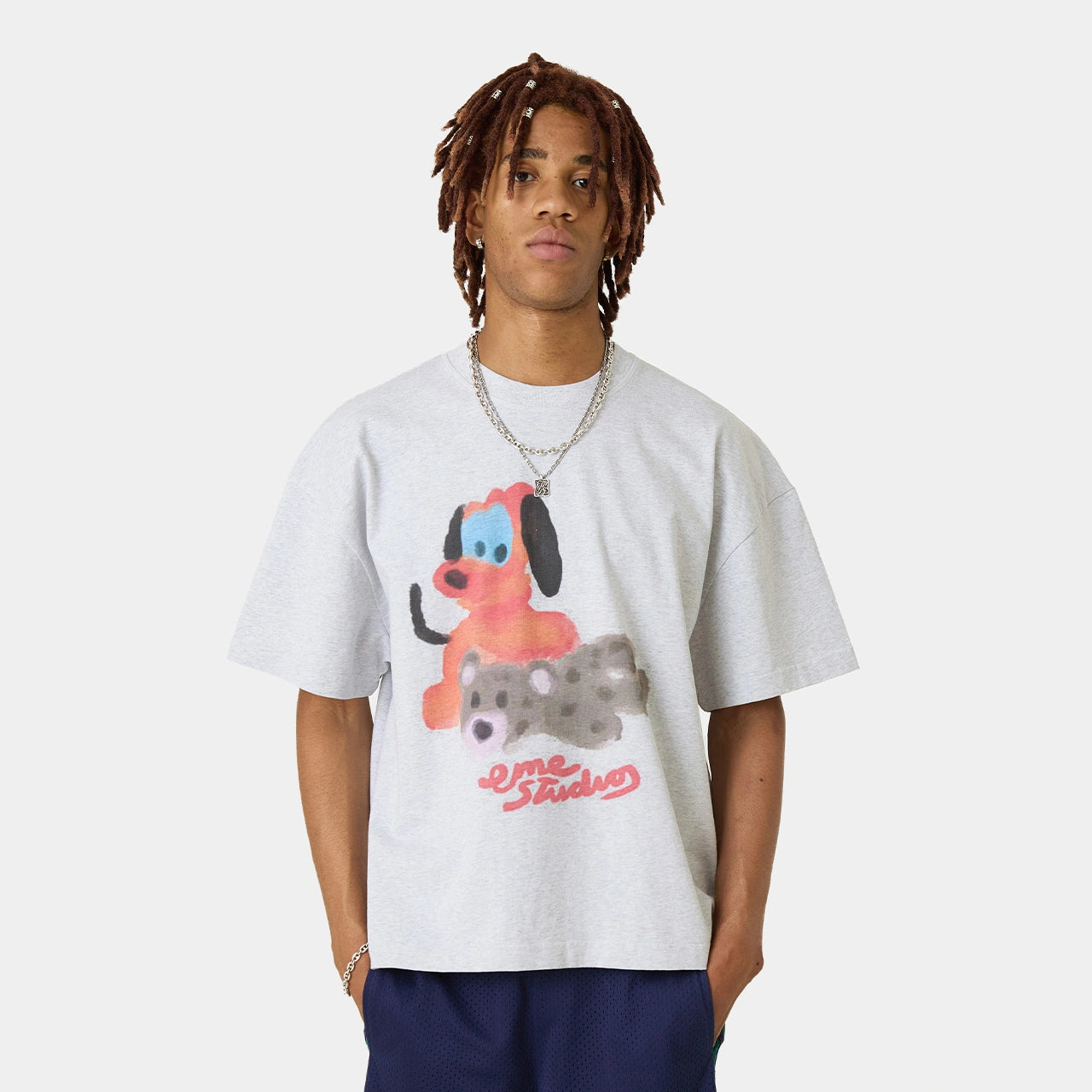 Teddy Heather Grey Oversized Tee T-shirts Eme Studios