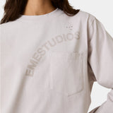 Frayed Pocket Off Sand Long Sleeve T-shirts Eme Studios