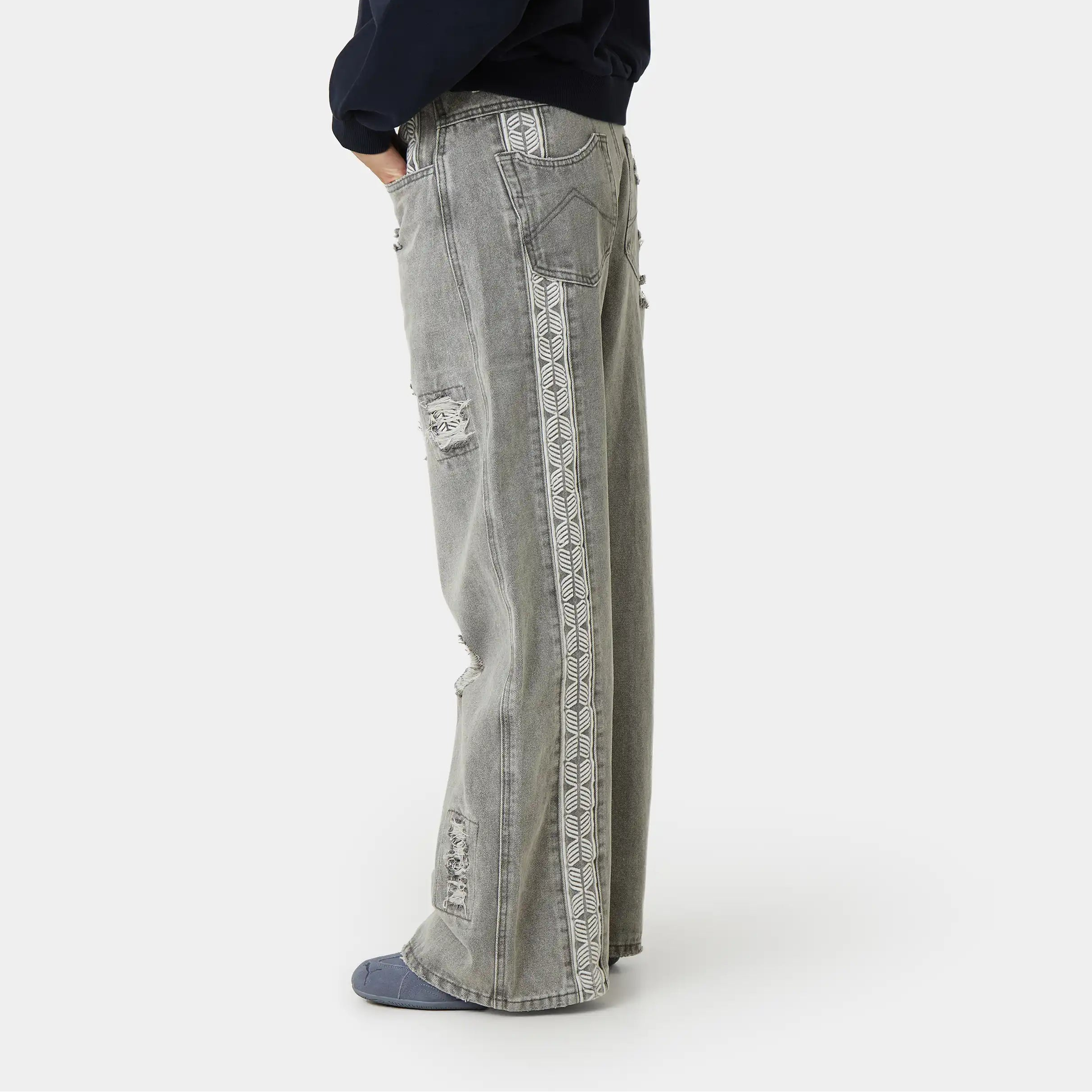 Morgan Grey Balloon Denim Pants Pants Eme Studios