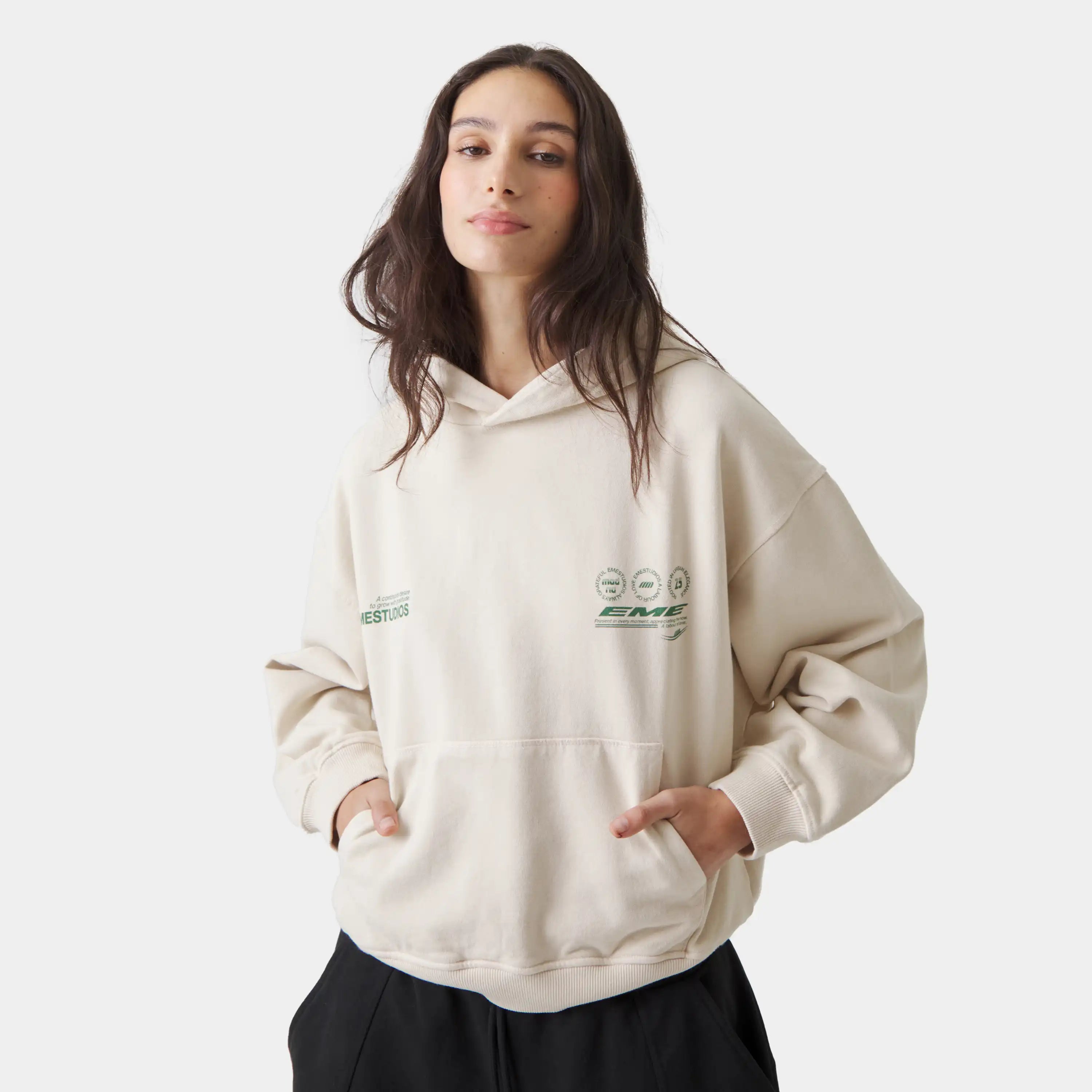 Stamp Off Sand Oversized Hoodie Hoodies Eme Studios