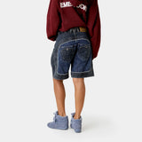 Dual Scratched Denim Shorts Shorts Eme Studios