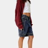 Dual Scratched Denim Shorts Shorts Eme Studios
