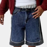 Dual Scratched Denim Shorts Shorts Eme Studios