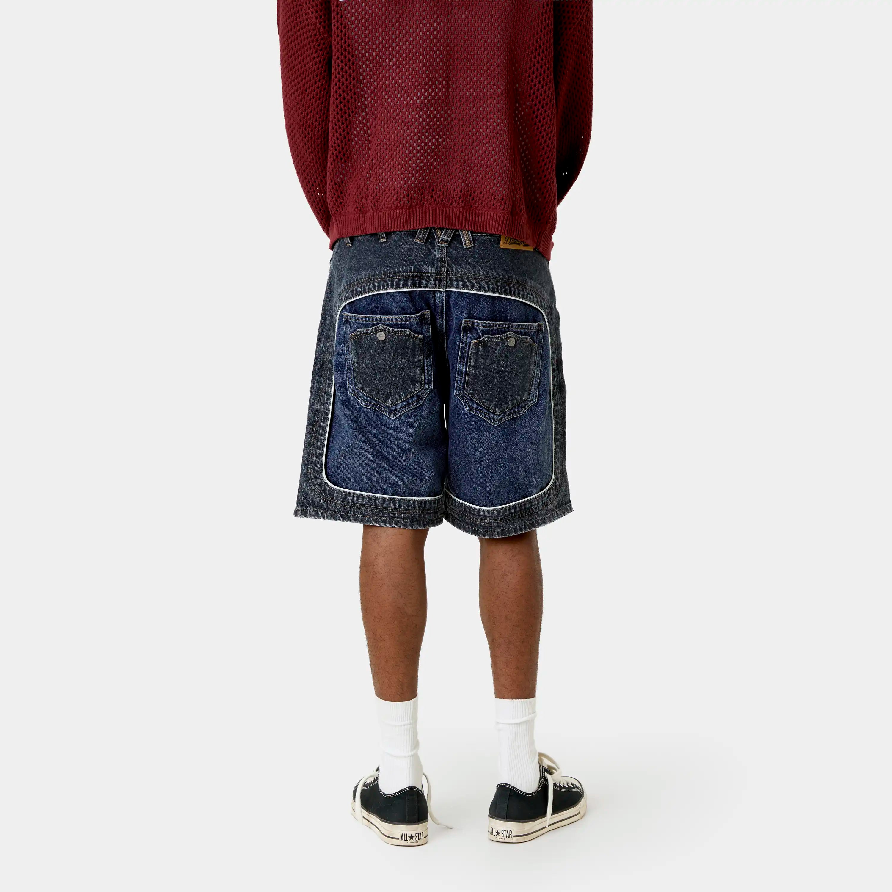 Dual Scratched Denim Shorts Shorts Eme Studios