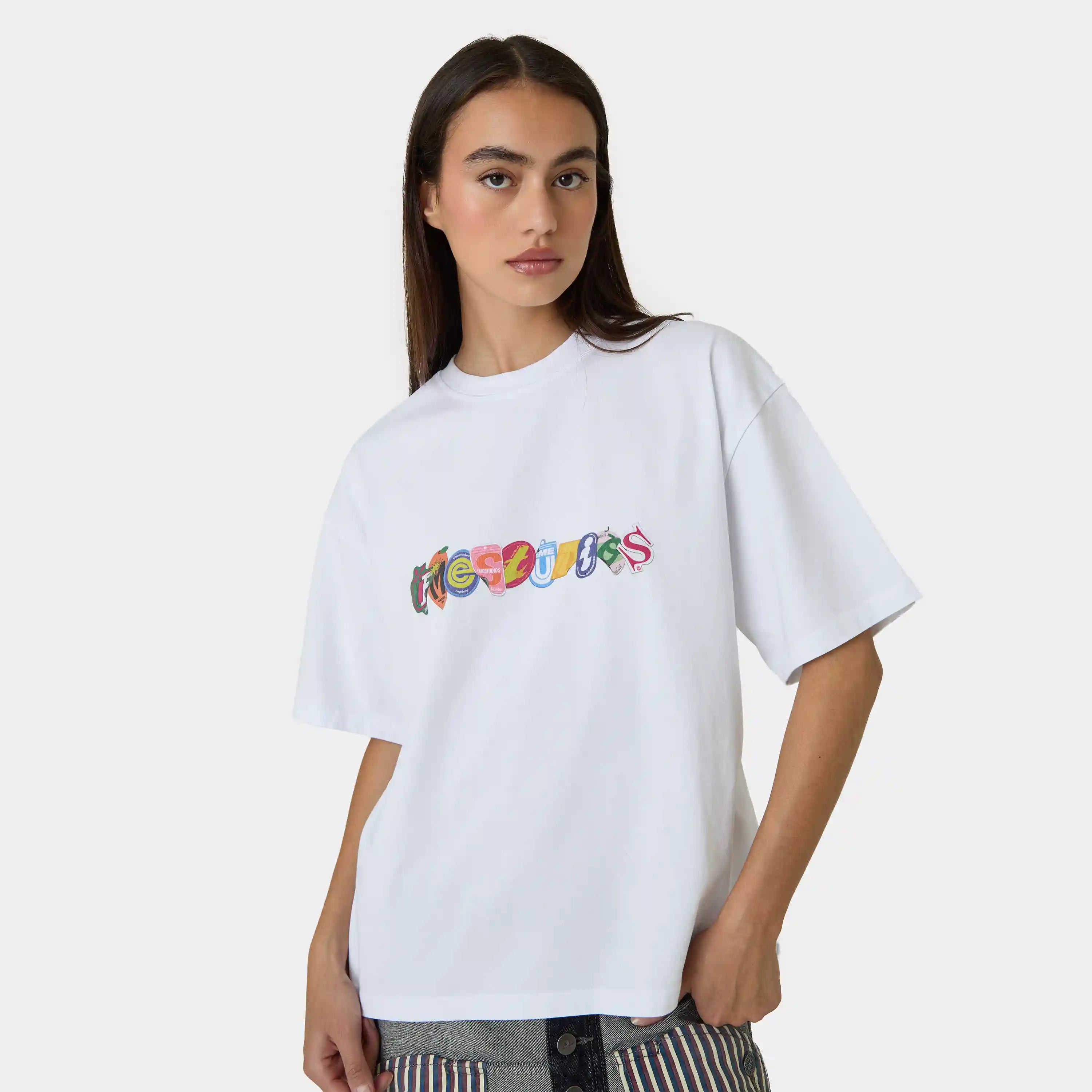 Stickers White Oversized Tee T-shirts Eme Studios