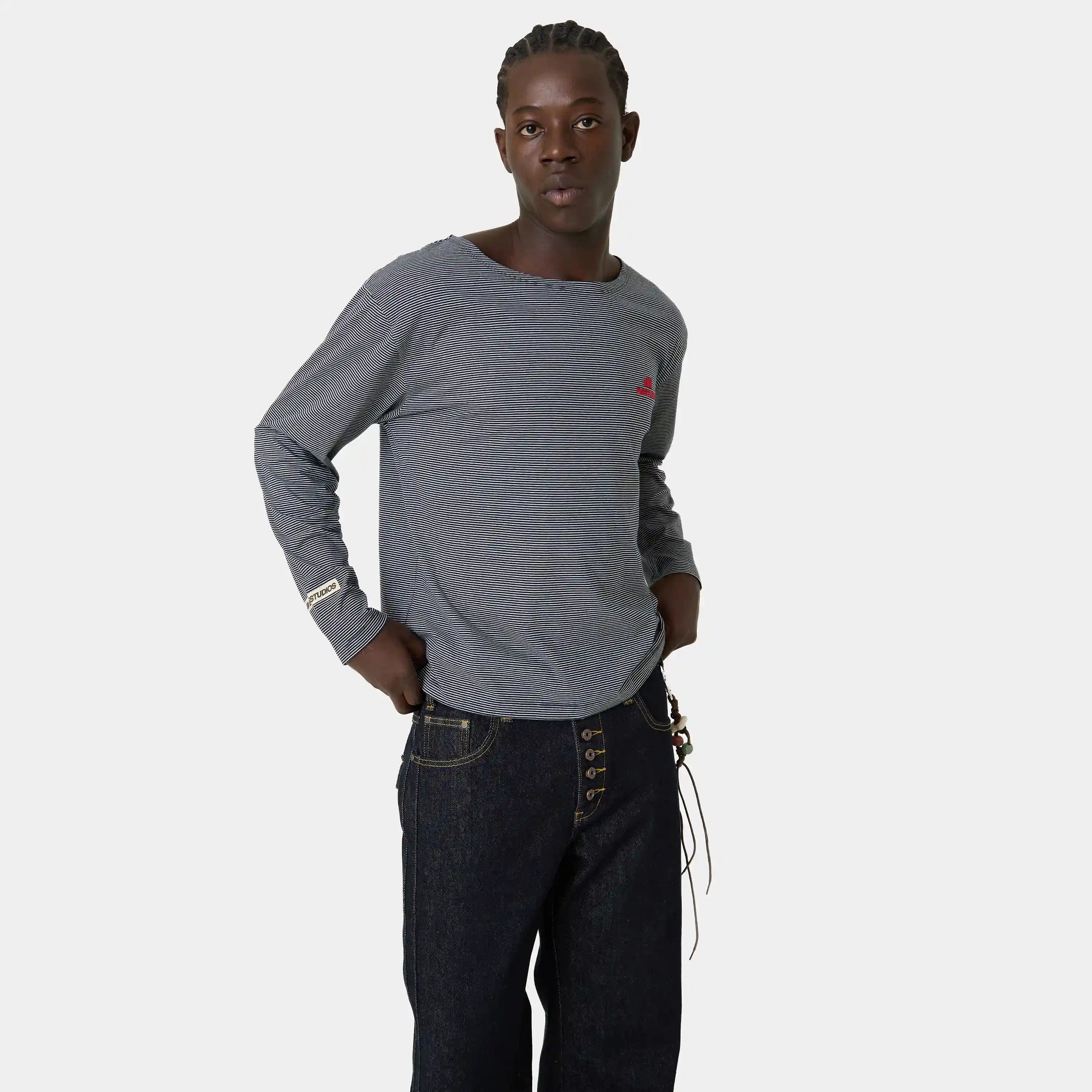 Rhodes Navy Long Sleeve T-shirts Eme Studios