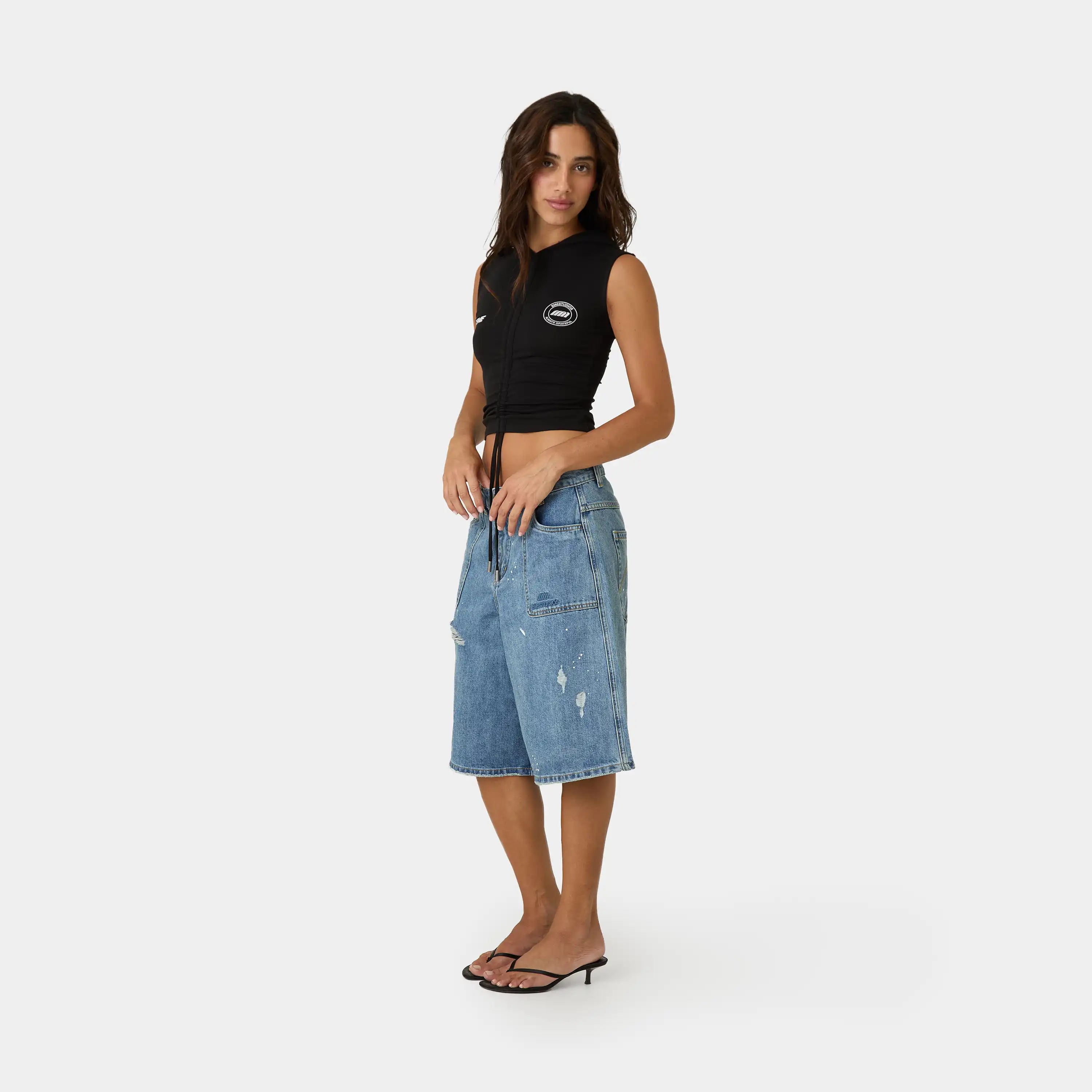 Dune Black Hooded Top Woman T-Shirts Eme Studios