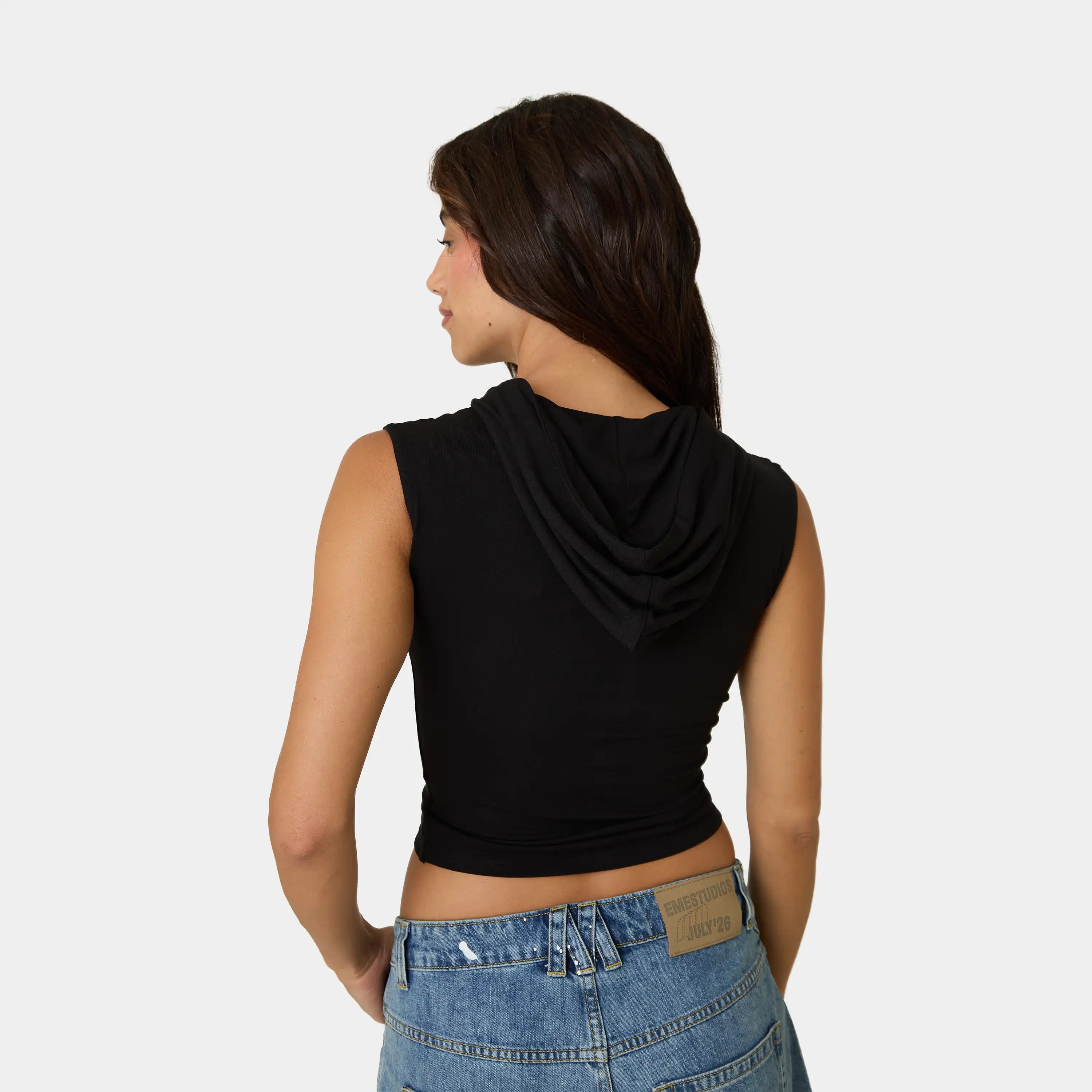 Dune Black Hooded Top Woman T-Shirts Eme Studios