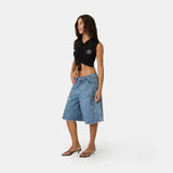 Riviera Blue Denim Shorts Shorts Eme Studios
