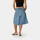 Riviera Blue Denim Shorts Shorts Eme Studios