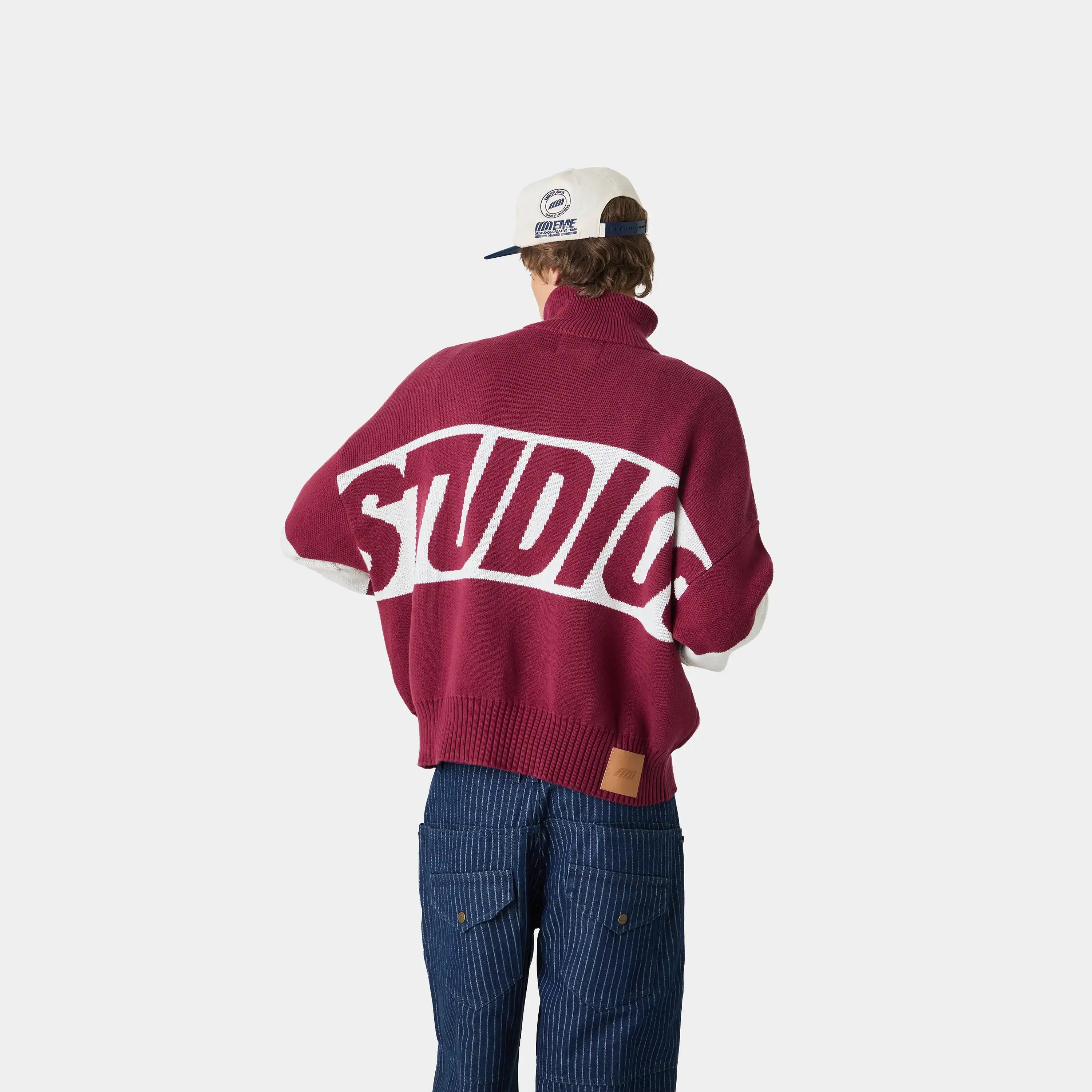 Thrill Burgundy Zipper Knit Knitwear eme