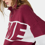 Thrill Burgundy Zipper Knit Knitwear eme