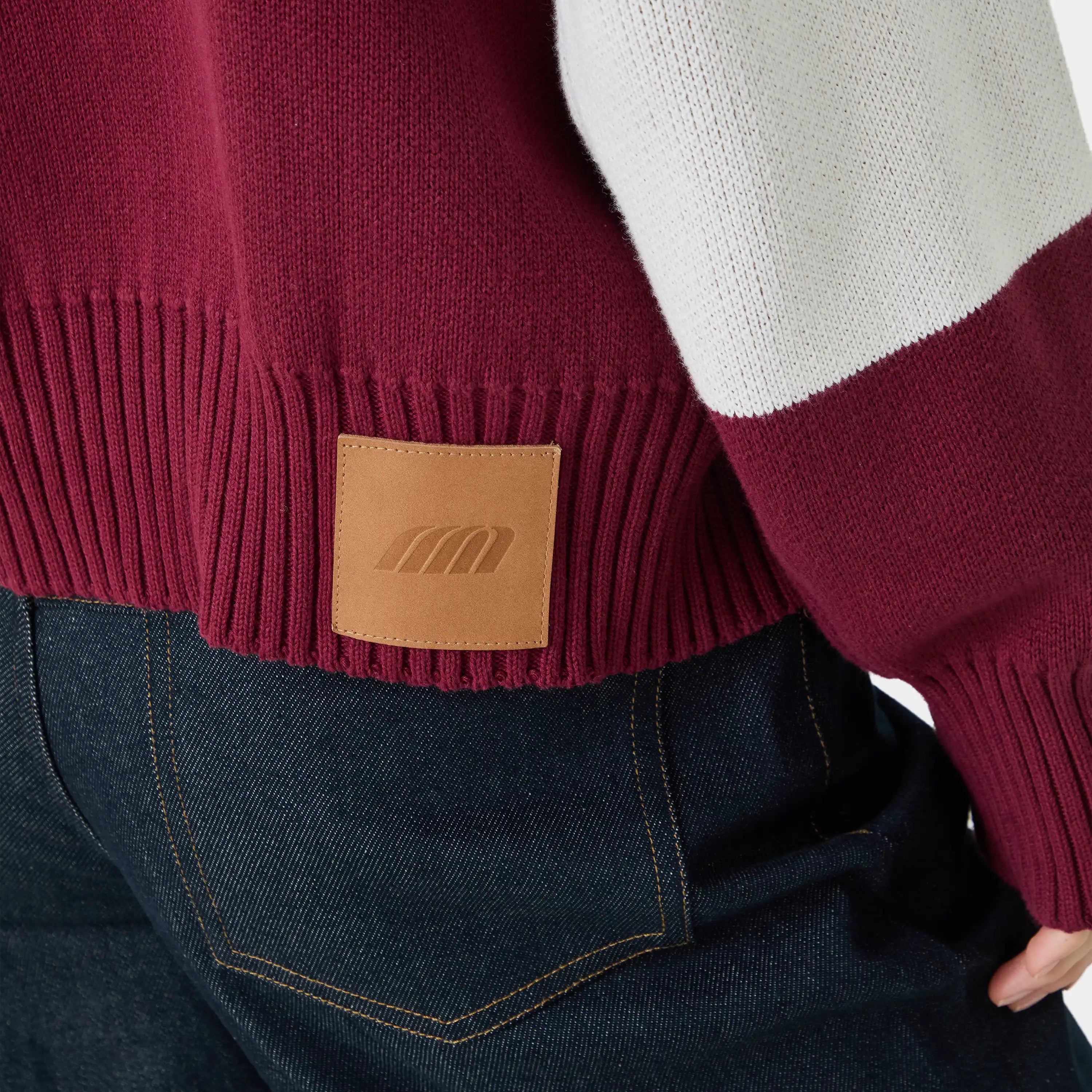 Thrill Burgundy Zipper Knit Knitwear eme