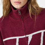 Thrill Burgundy Zipper Knit Knitwear eme
