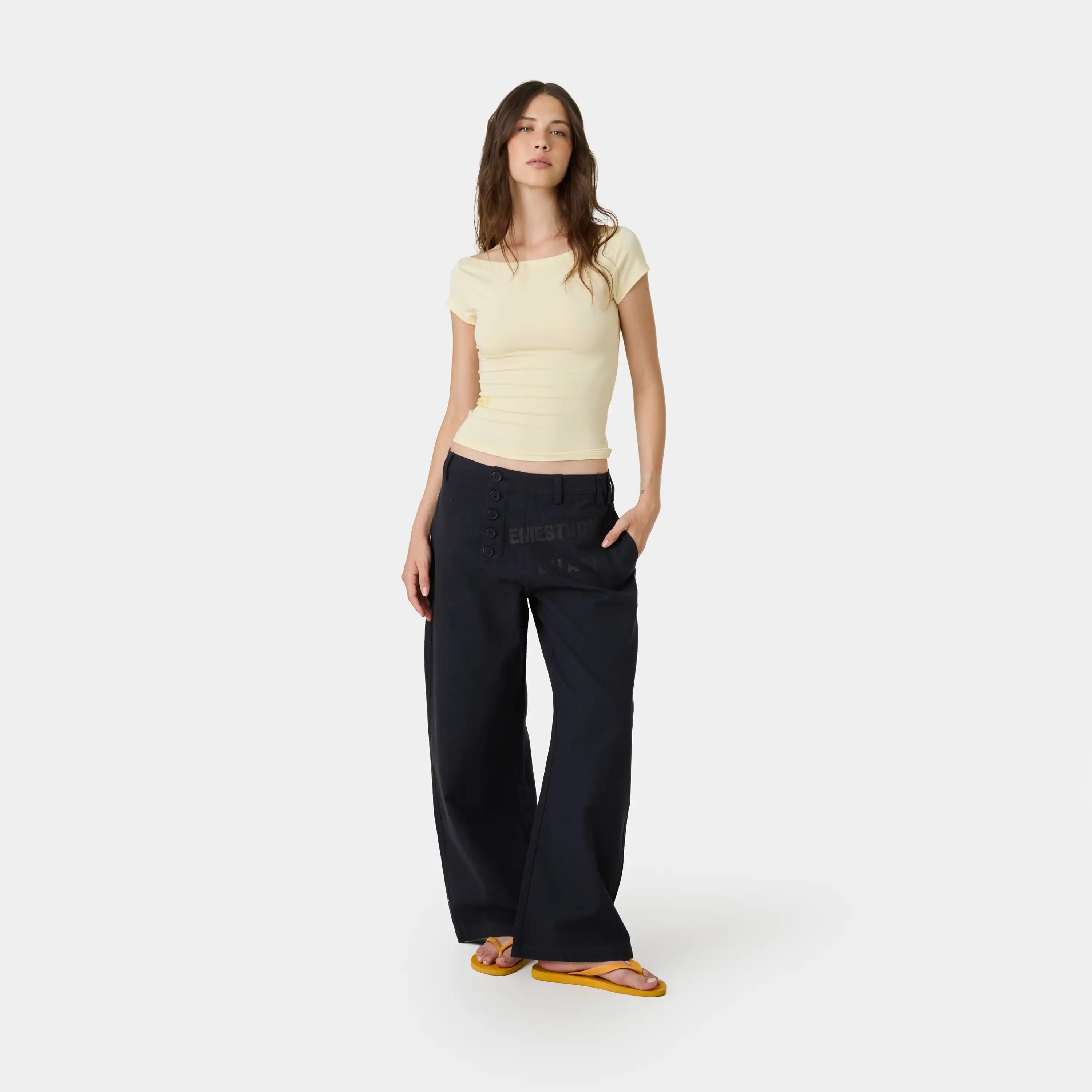 Mat Navy Balloon Linen Pants Pants Eme Studios