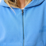 Waffle Cobalt Croped Boxy Full Zip Hoodies Eme Studios