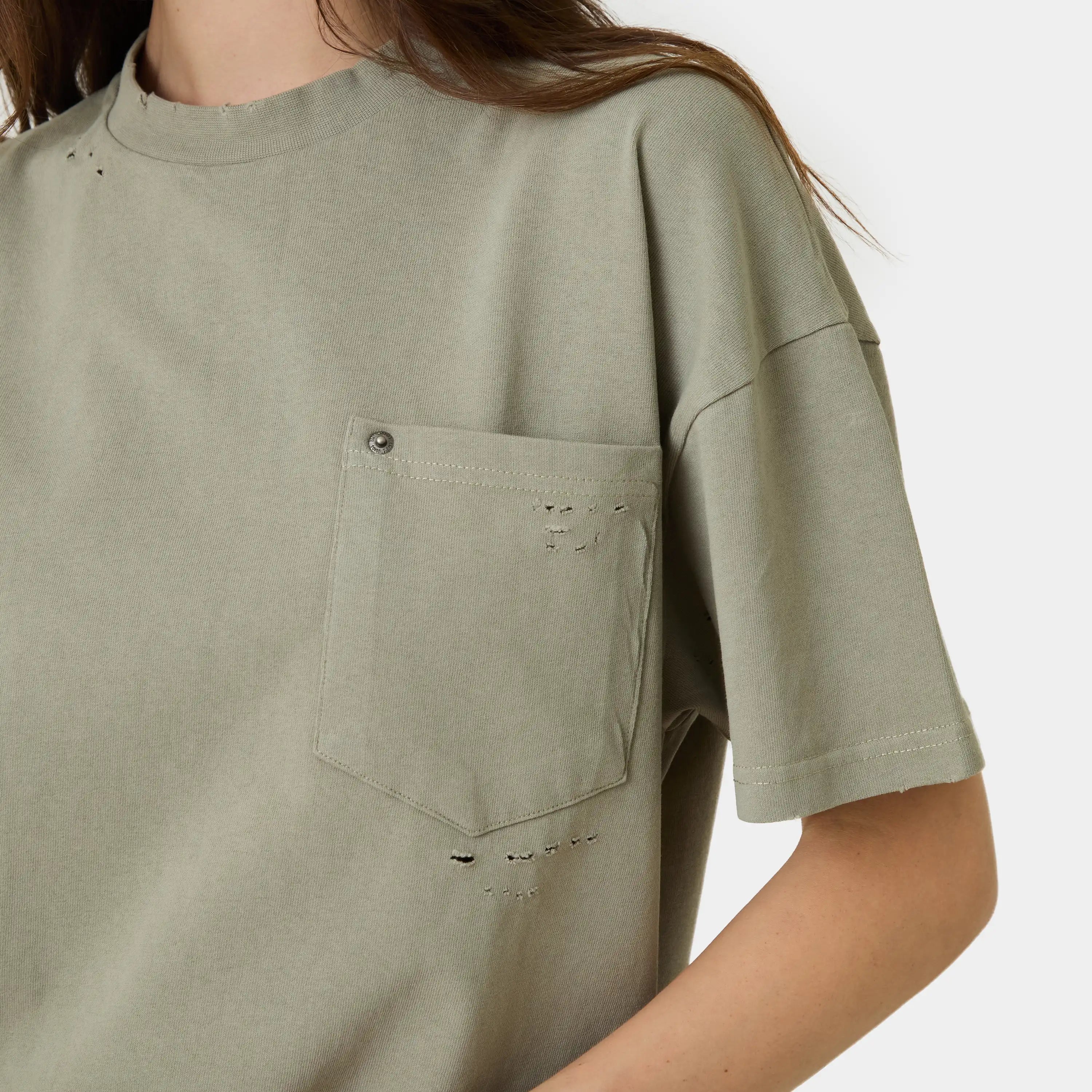 Distressed Olive Oversized Tee T-shirts Eme Studios