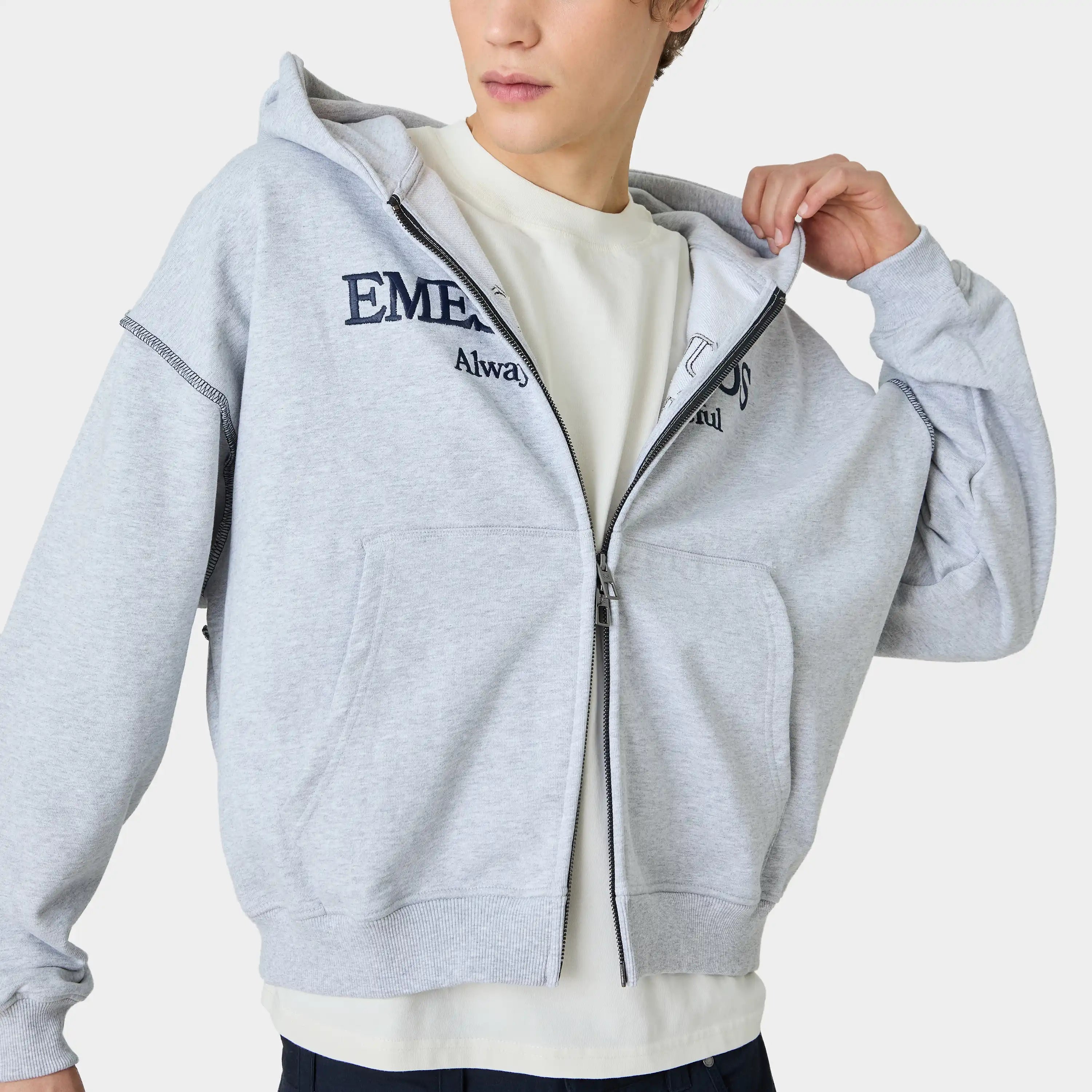 Capri Heather Grey Full Zip Hoodies eme