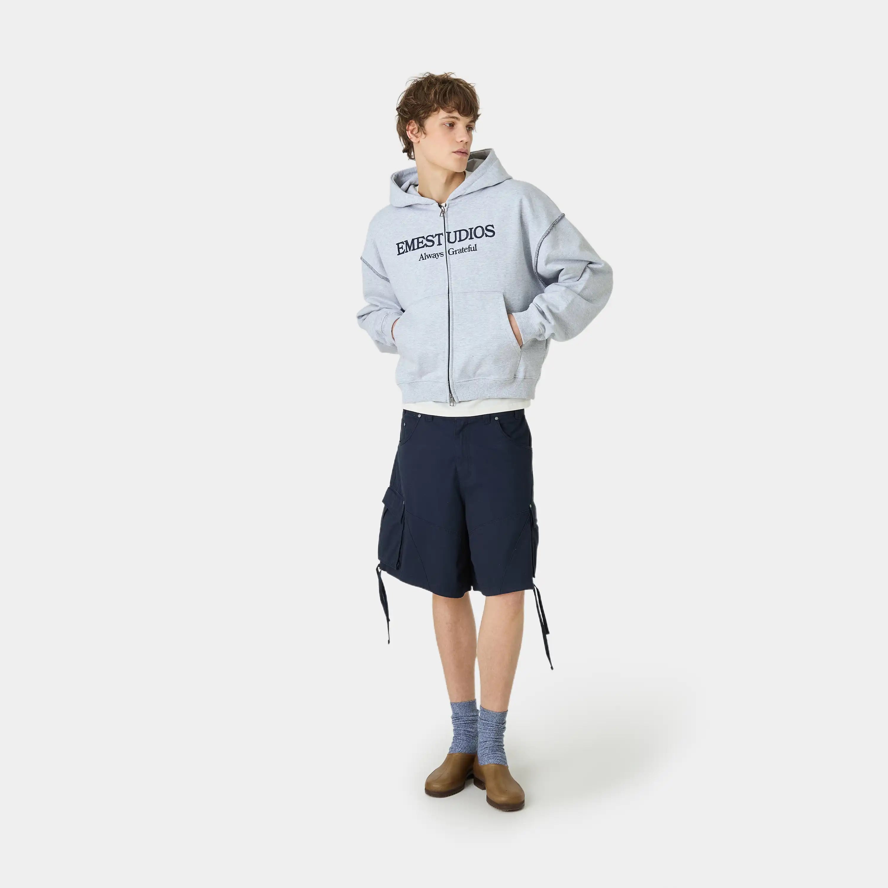Capri Heather Grey Full Zip Hoodies eme