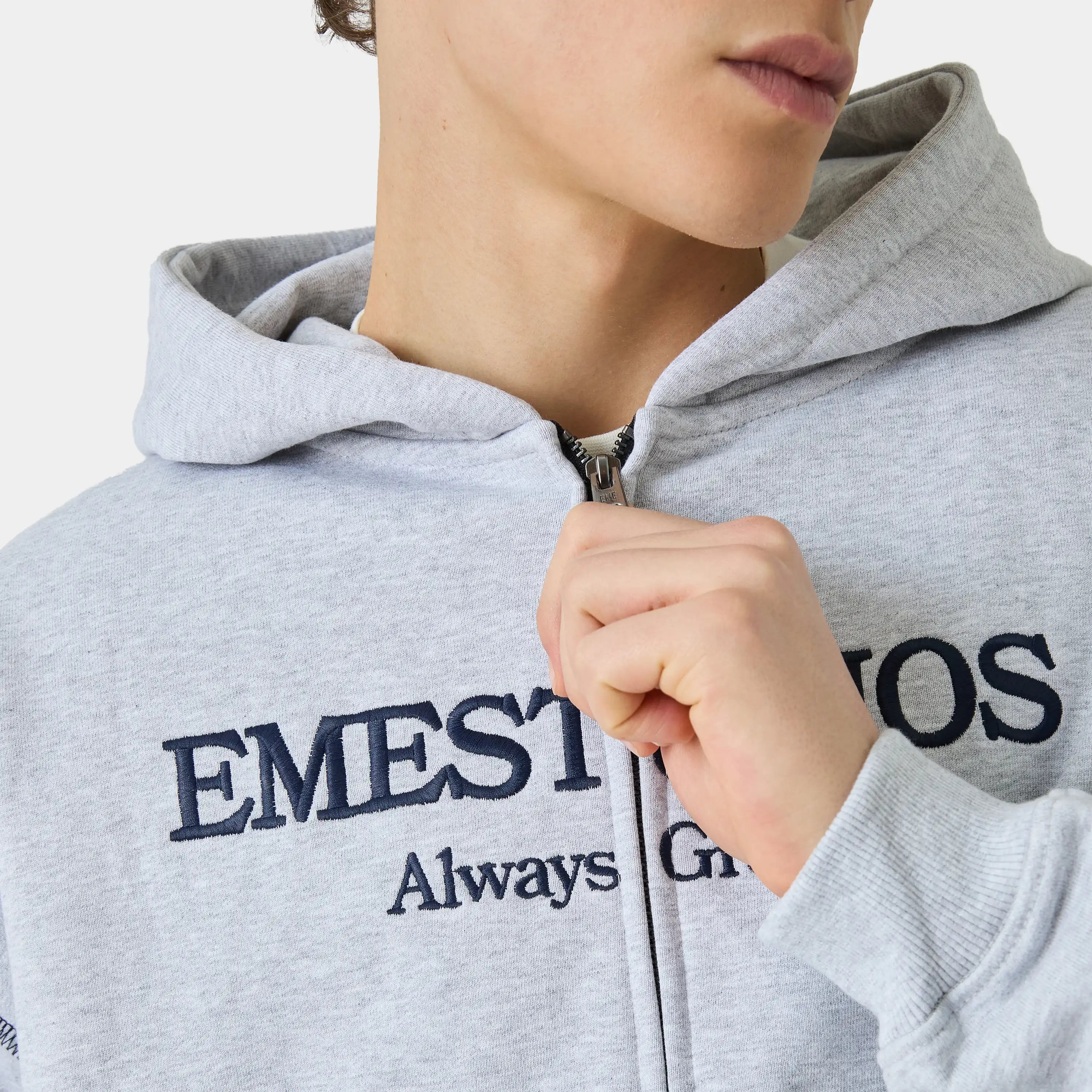 Capri Heather Grey Full Zip Hoodies eme