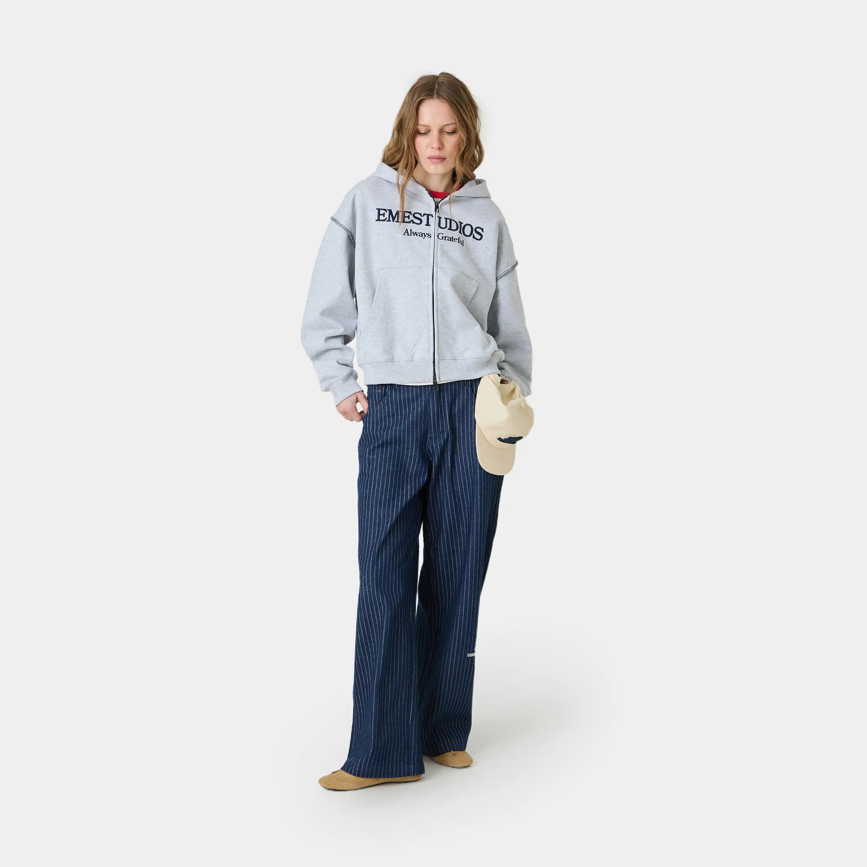Capri Heather Grey Full Zip Hoodies eme
