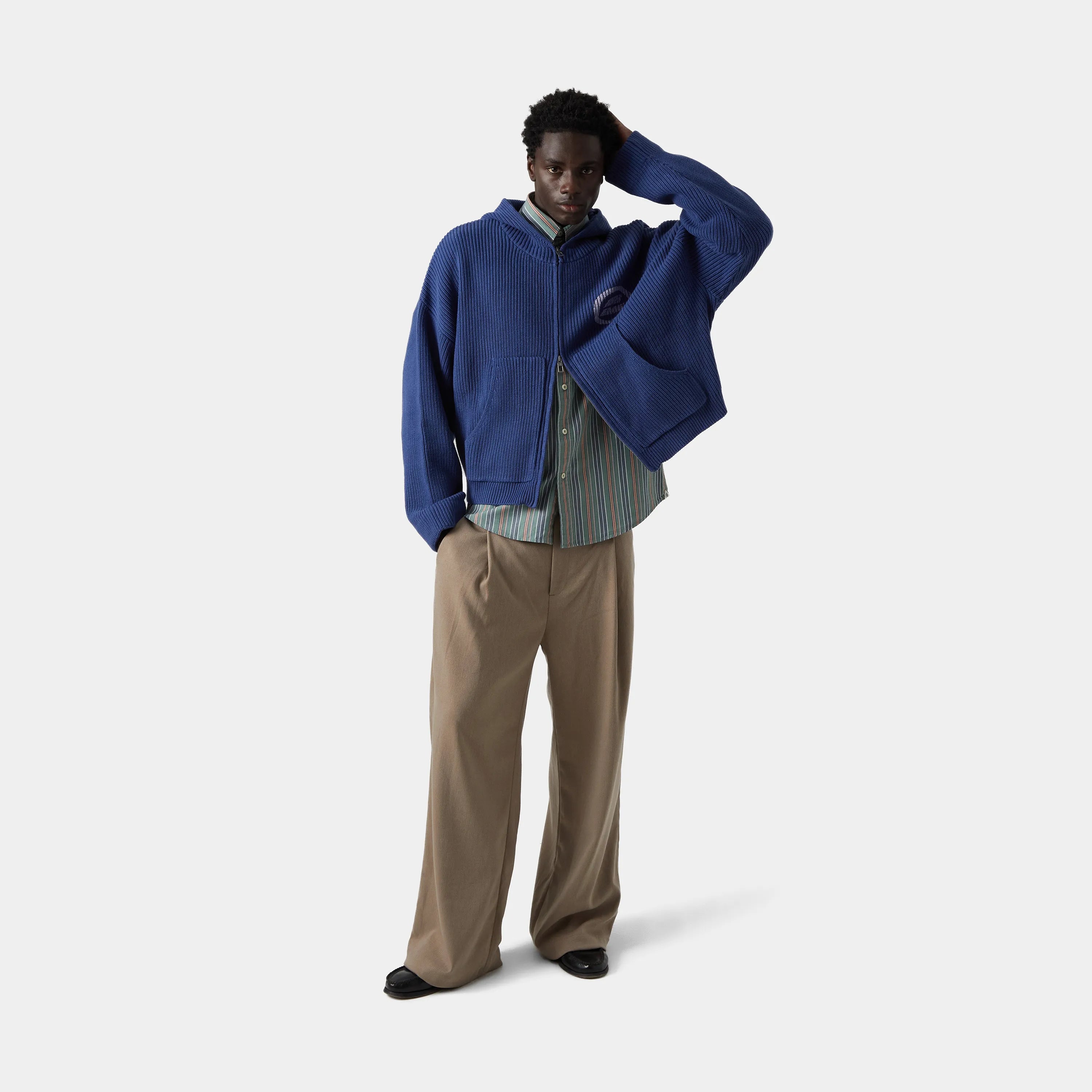 Anon Indigo Zipper Knit Knitwear eme