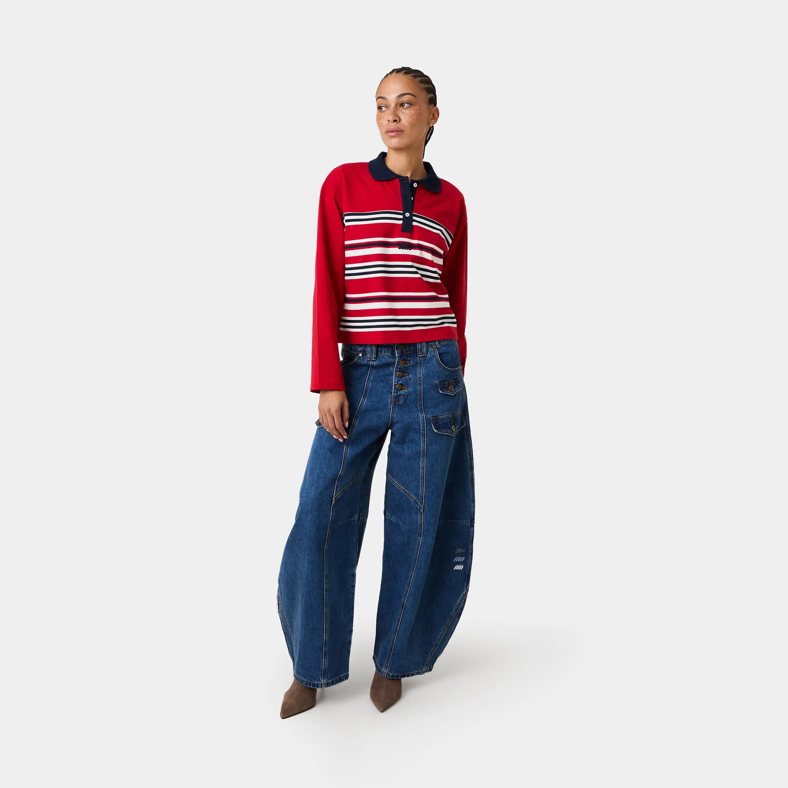 Nina Redwood Stripped Polo Woman T-Shirts Eme Studios