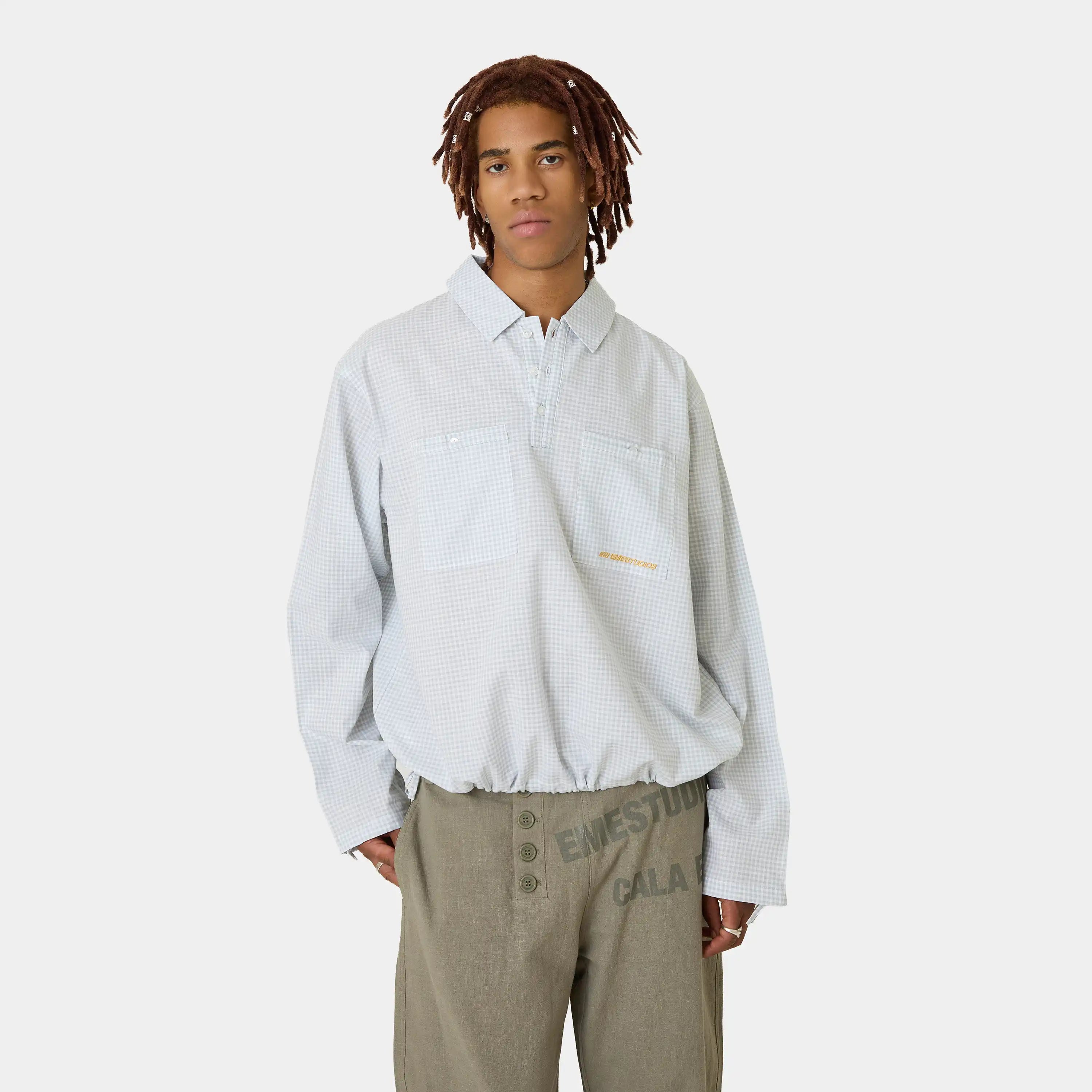 Vade Blue Popover Shirt Shirts Eme Studios